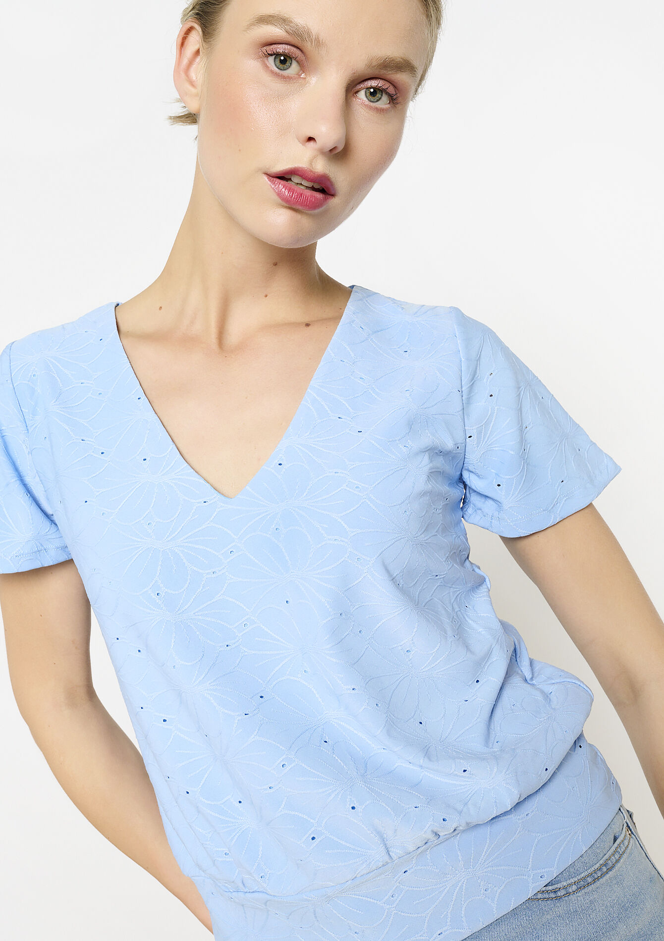 T-shirt brodé romantique, , back