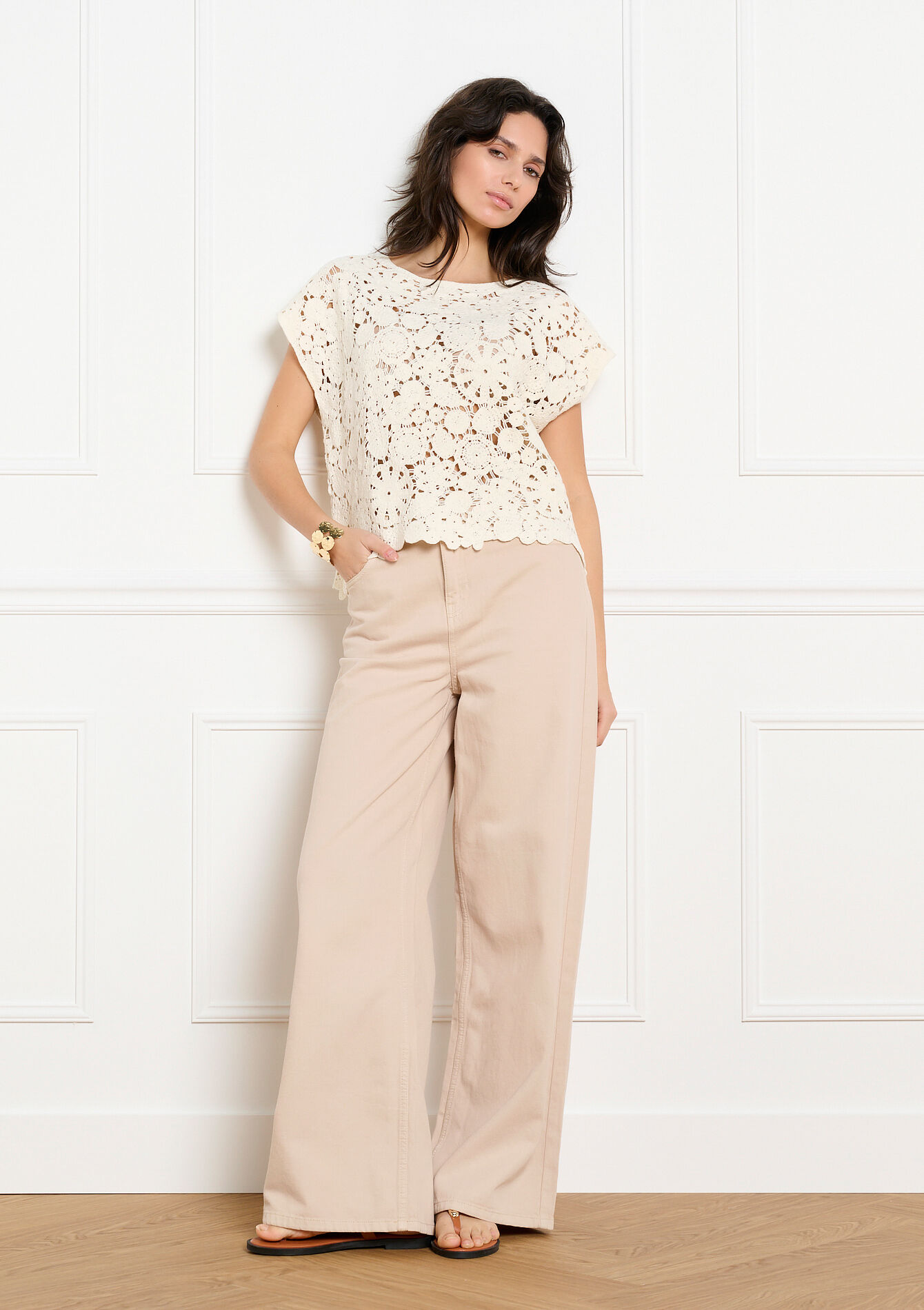 Mouwloze crochet top - VANILLA WHITE - 04007067_1013