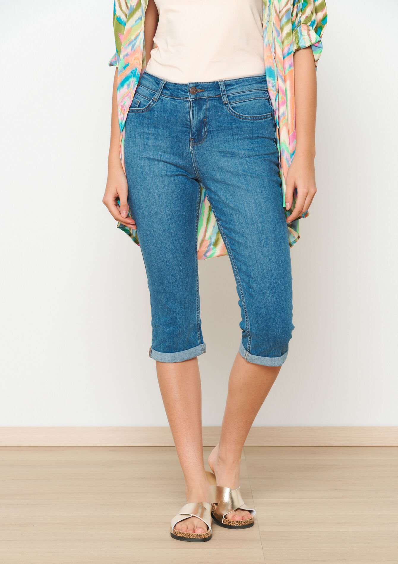 Slimfit capri jeans - MEDIUM BLUE - 22000498_0500