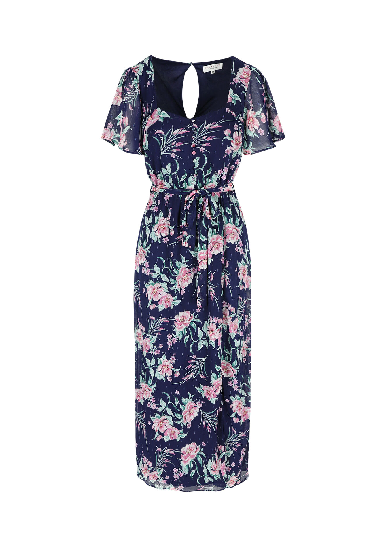 Maxi-jurk met lurex bloemen, Maxi-jurk met lurex bloemen - NAVY BASIC - 08602211_2723