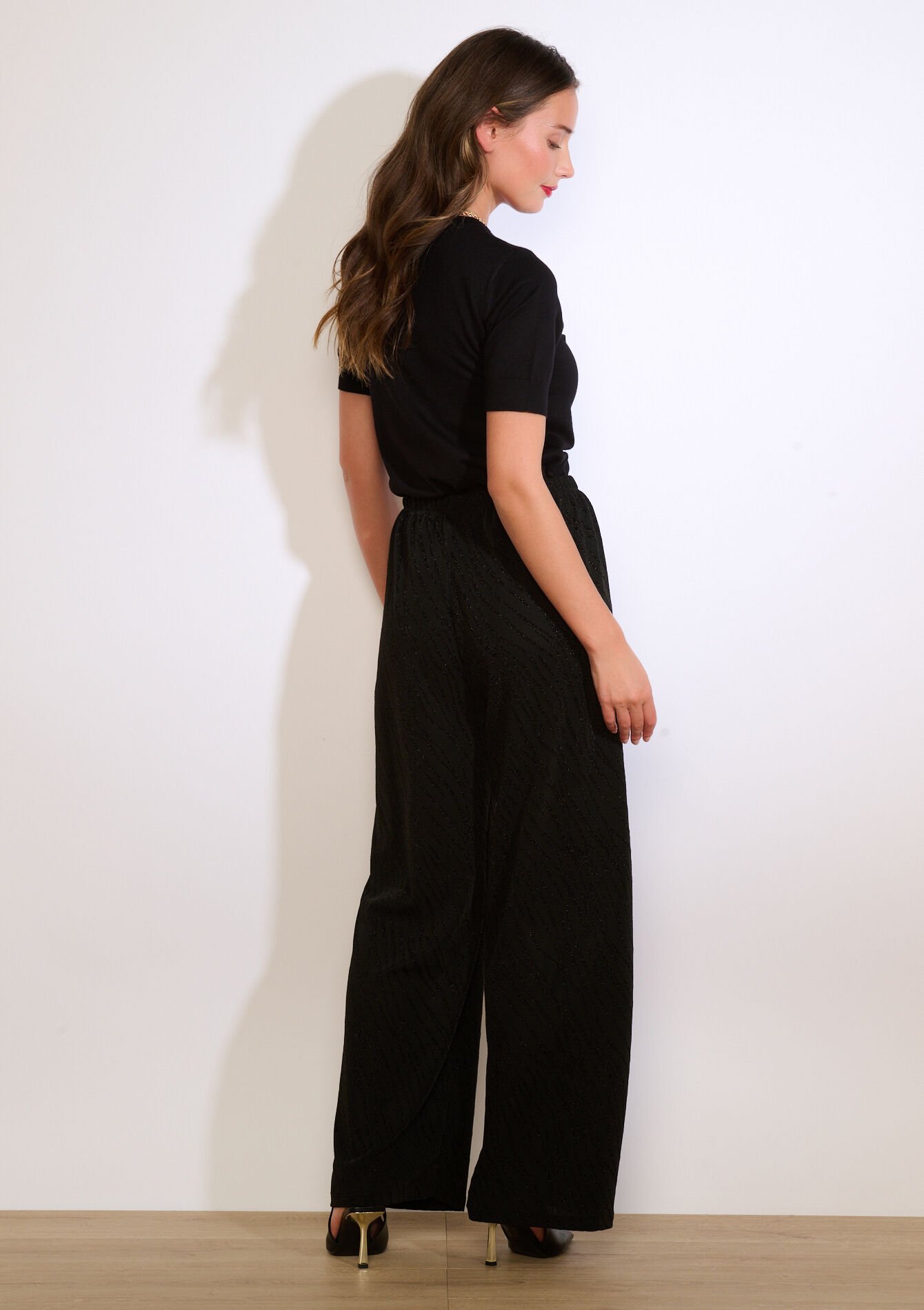Wijde broek met zebra-lurex, Wijde broek met zebra-lurex - BLACK - 06601084_1119