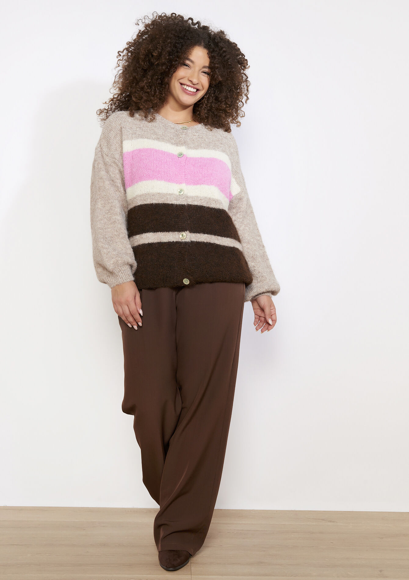 Gilet à rayures duveteux, Gilet à rayures duveteux, , back