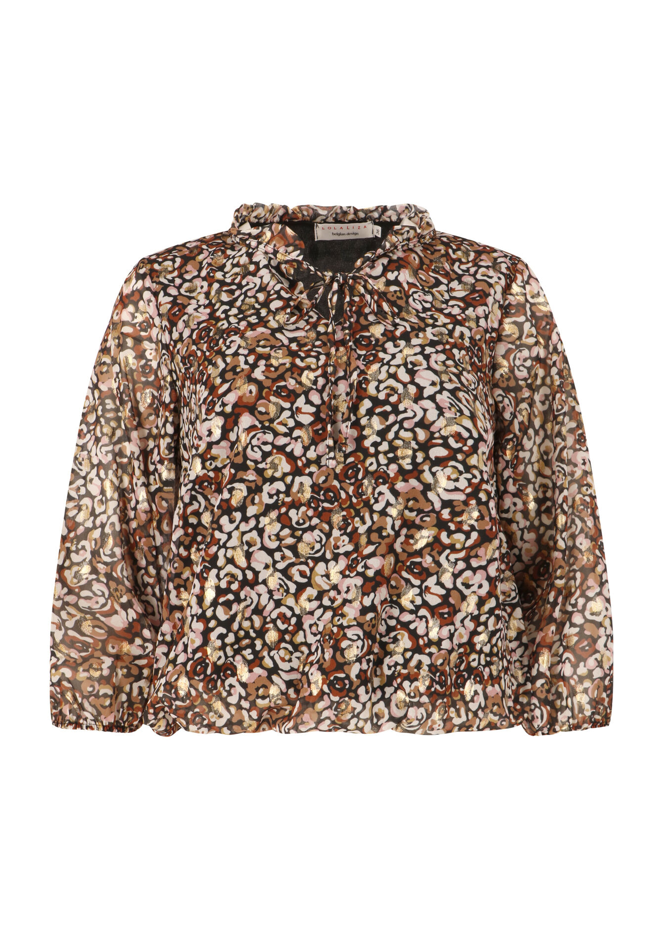Lurex blouse met dierenprint - CAMEL BROWN - 1082646