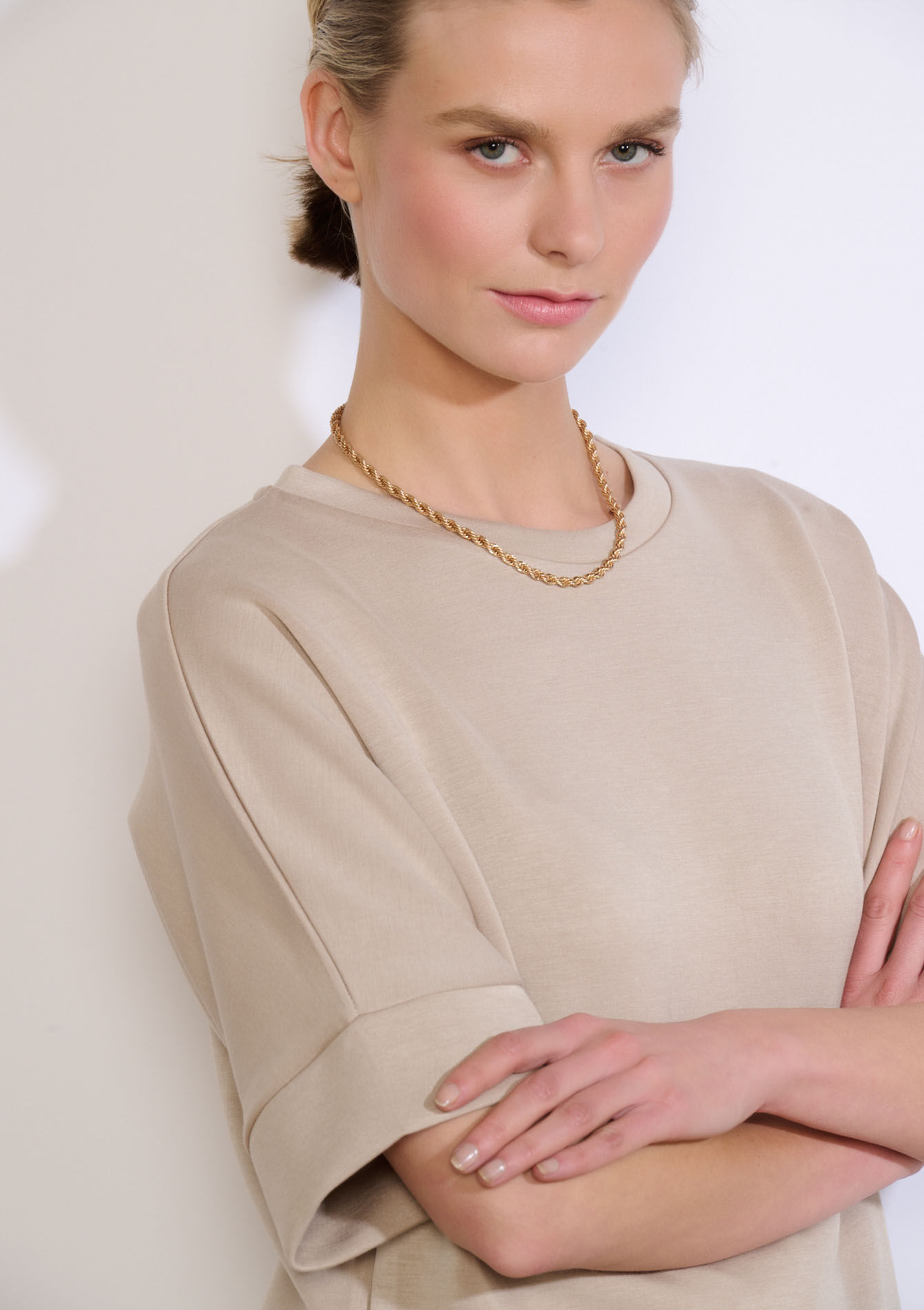 Modal T-shirt met ronde hals - TAUPE - 15100407_1021