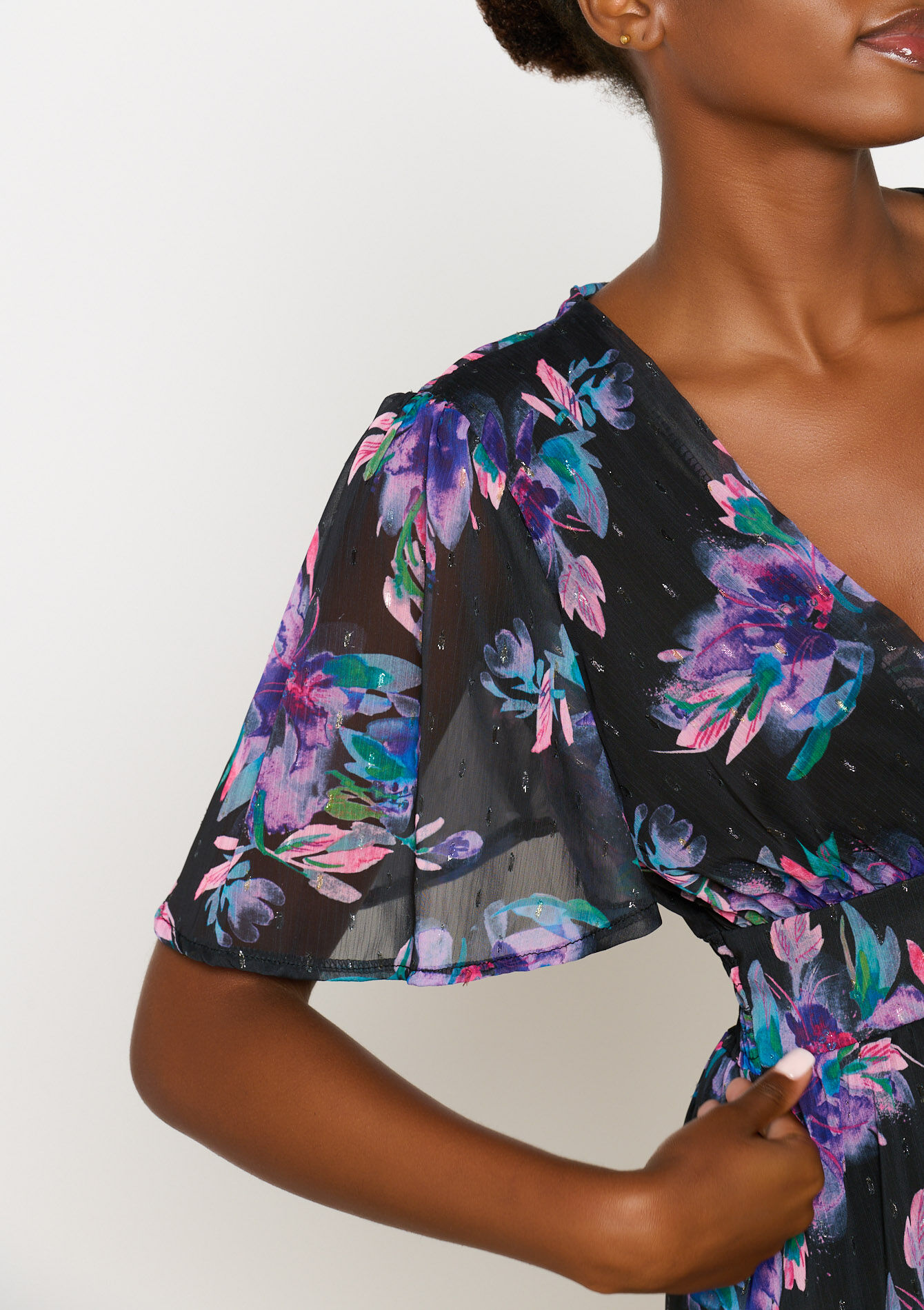 Maxi-jurk met bloemenprint, Maxi-jurk met bloemenprint - BLACK - 08103840_1119