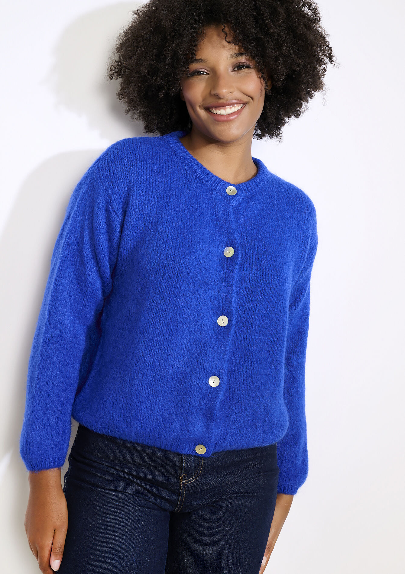 Soft buttoned cardigan, Soft buttoned cardigan - ELECTRIC BLUE - 04101383_1619