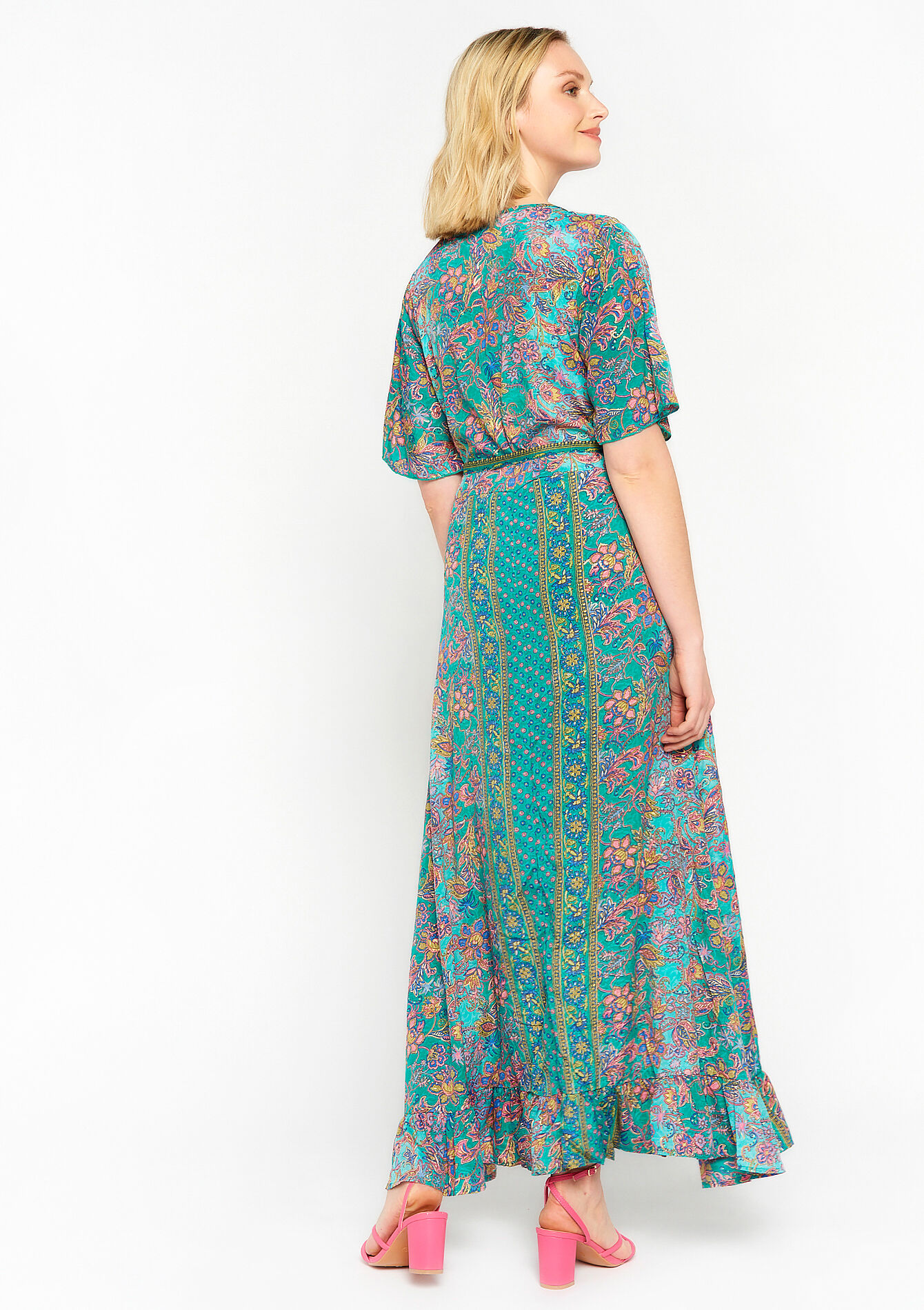 Robe cache-coeur à imprimé fleuri - LIGHT GREEN PASTEL - 08601887_1822