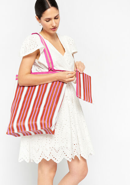 Striped bag and pouch - FUCHSIA - 1071002