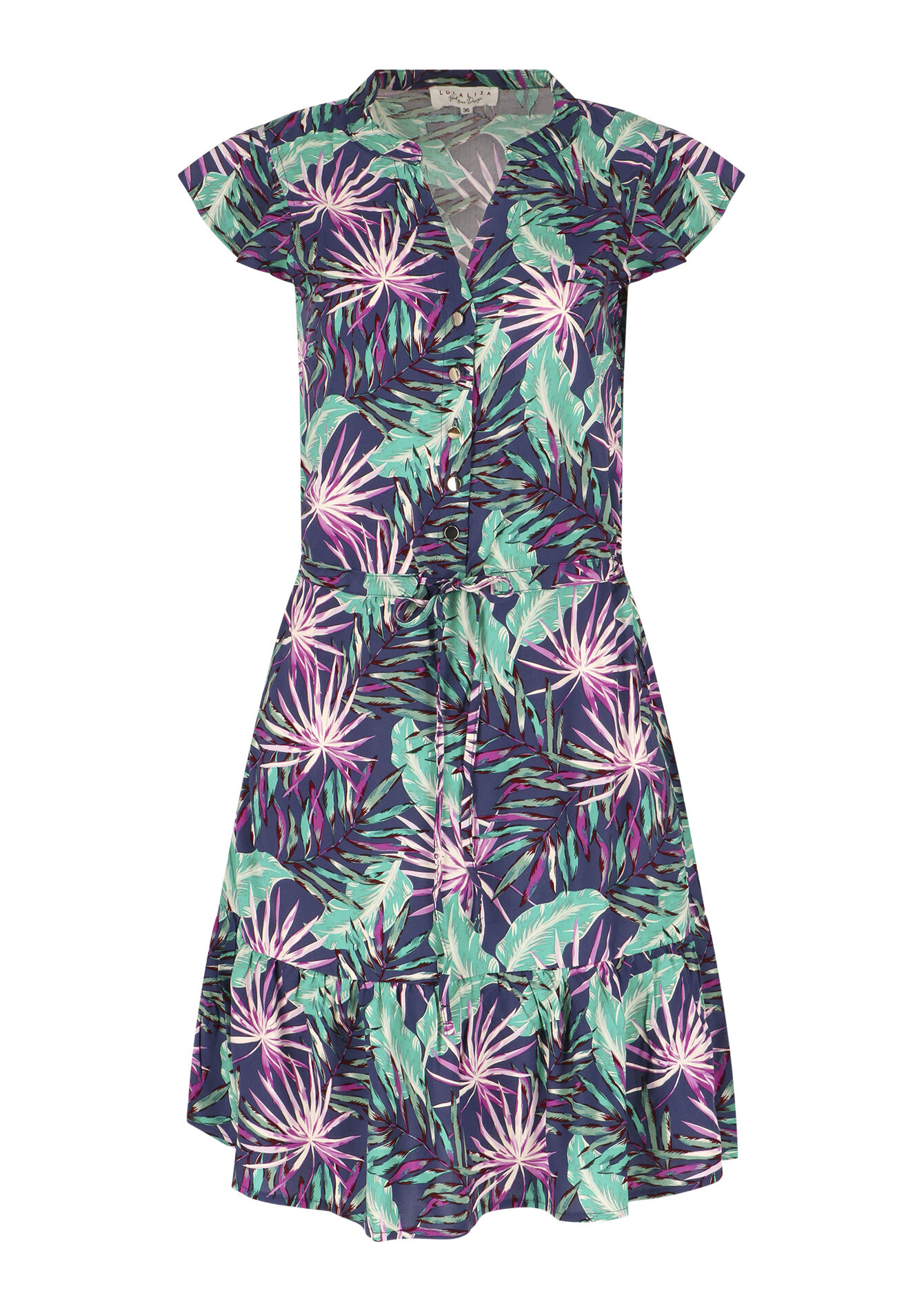 Jurk met tropische print, Jurk met tropische print - NAVY BASIC - 1065207