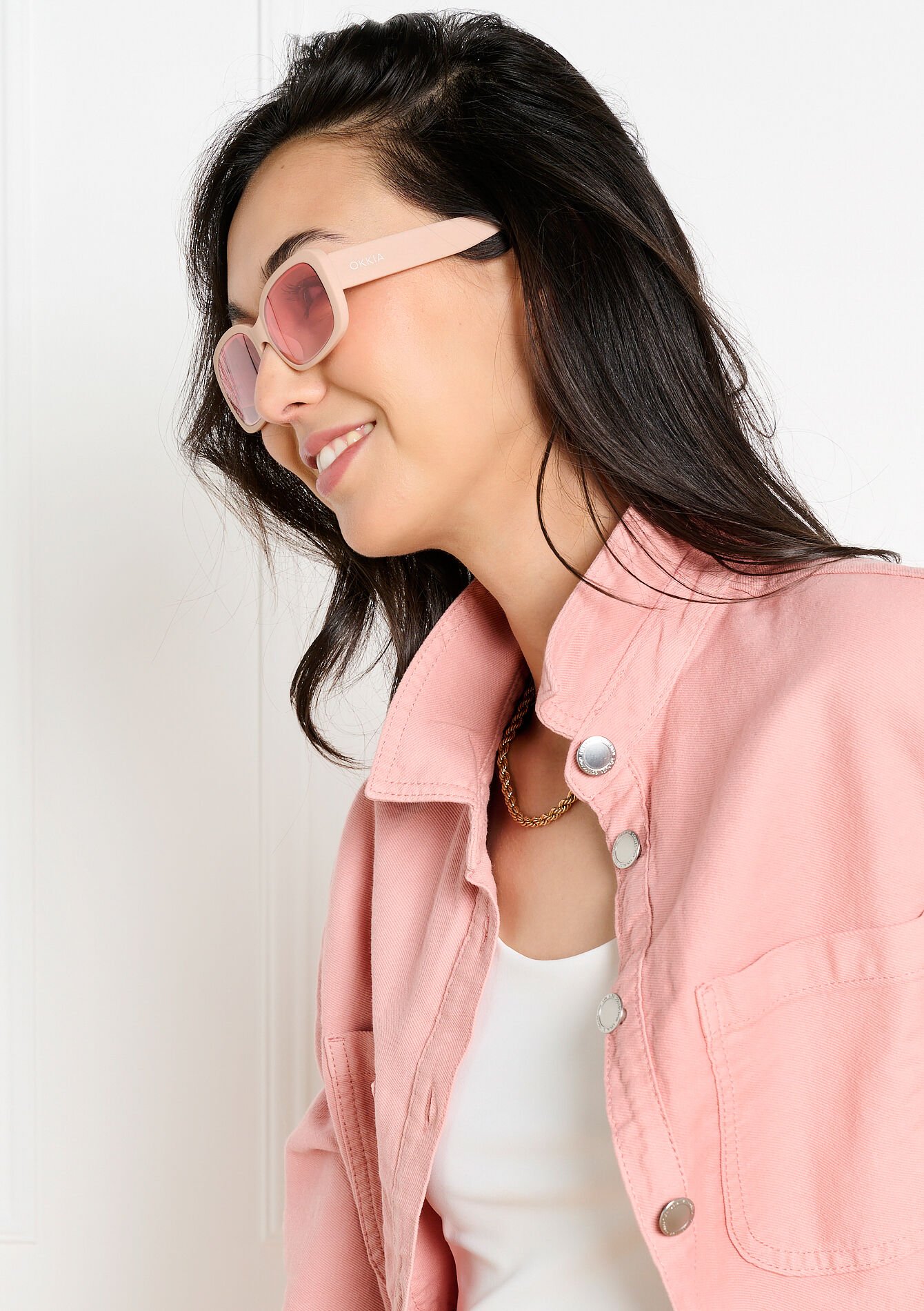 Lunettes rectangulaires modernes - COSMETIC PINK - 17002329_5733