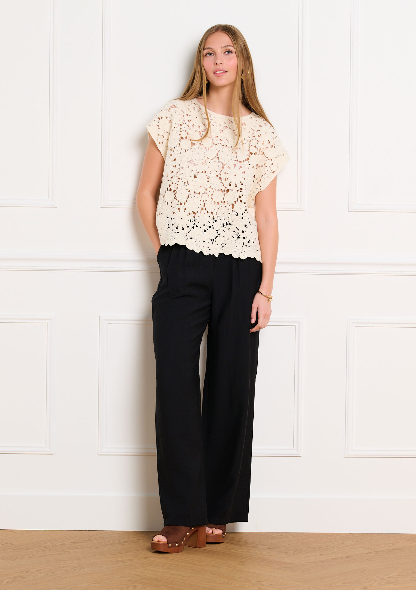 Wijde viscose broek, Wijde viscose broek, , back