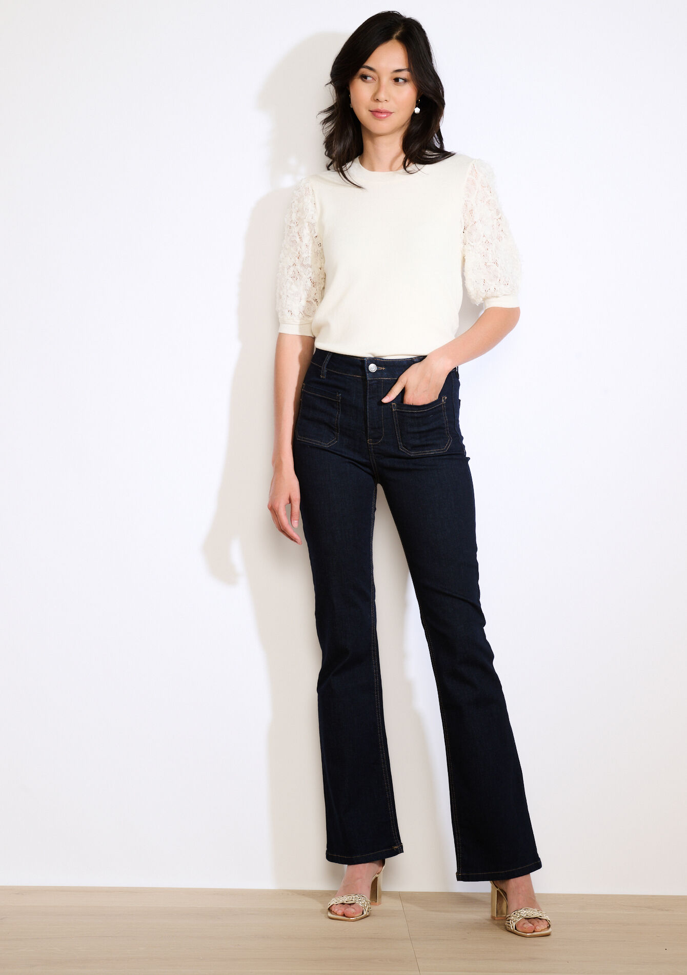 Jean bootcut ajusté, Jean bootcut ajusté - DARK BLUE - 22000621_0501