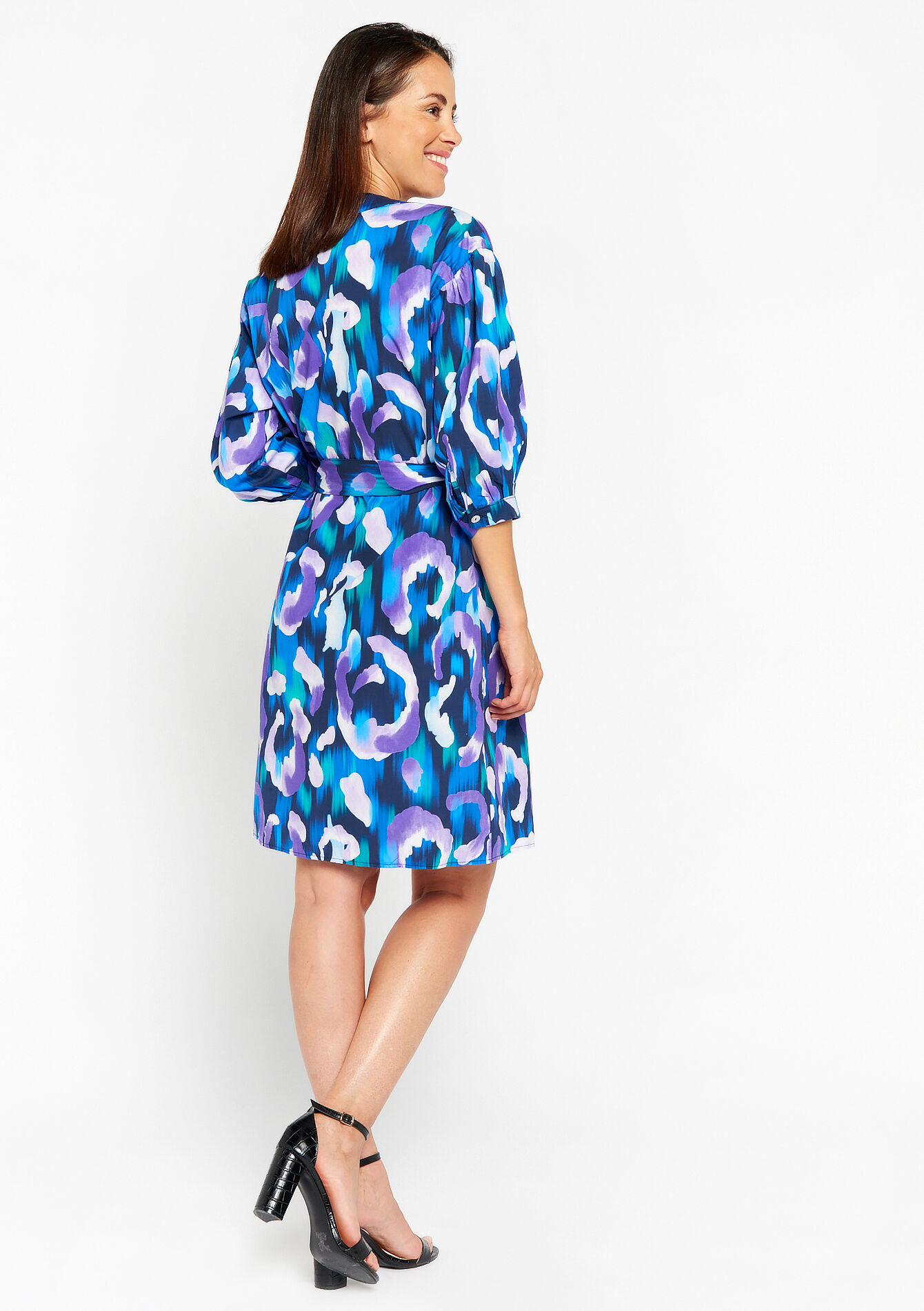 Robe-chemise droite en popeline, Robe-chemise droite en popeline - PURPLE - 08103342