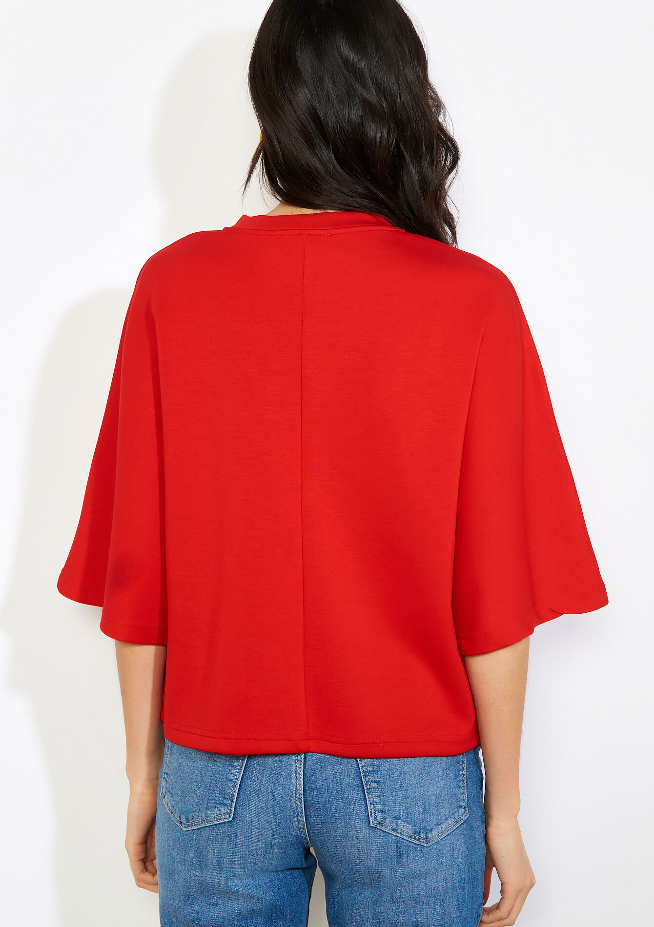 Oversized minimalist sweatshirt - RED ORANGE - 15100416_1397