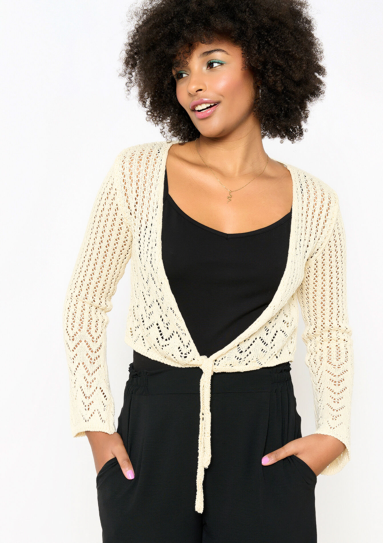 Boléro en macramé, Boléro en macramé - LT BEIGE - 04006601_2527