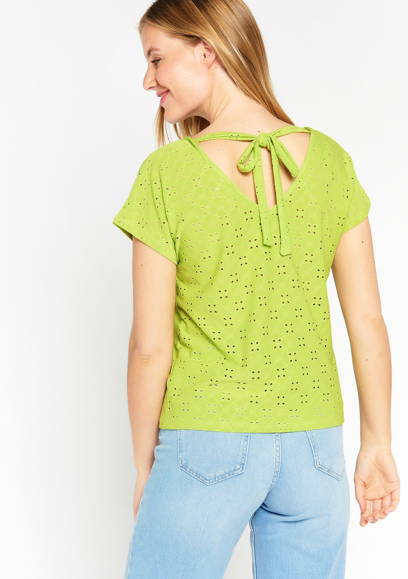 T-shirt en broderie anglaise - LIME - 02301438_4711