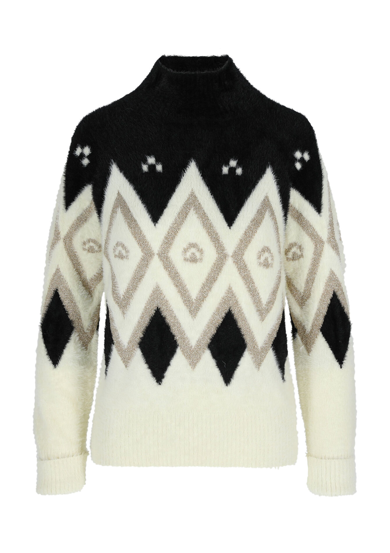 Jacquard pullover with print - BLACK - 04006197_1119