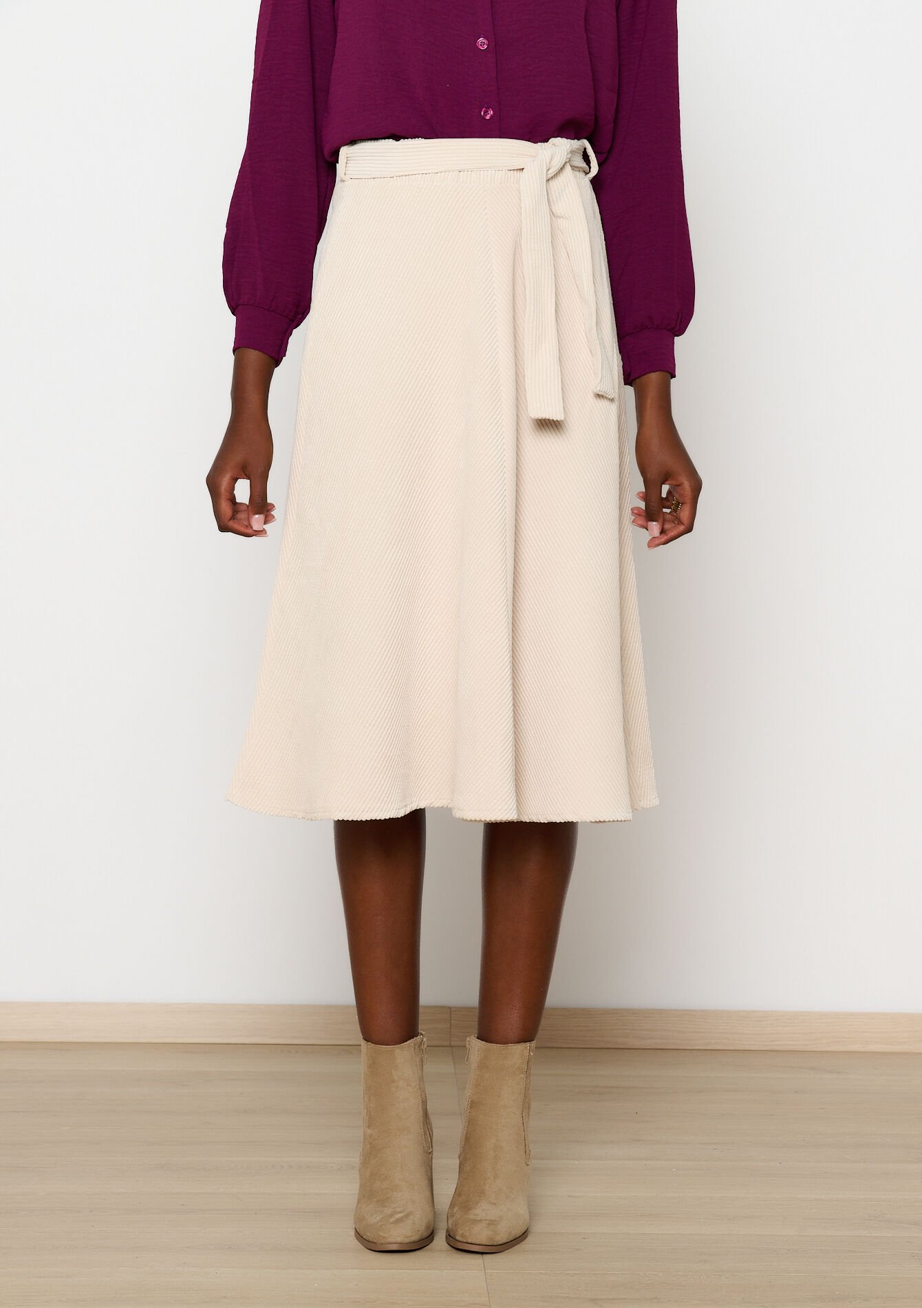 Fluwelen midirok, Fluwelen midirok - VANILLA WHITE - 07101287_1013