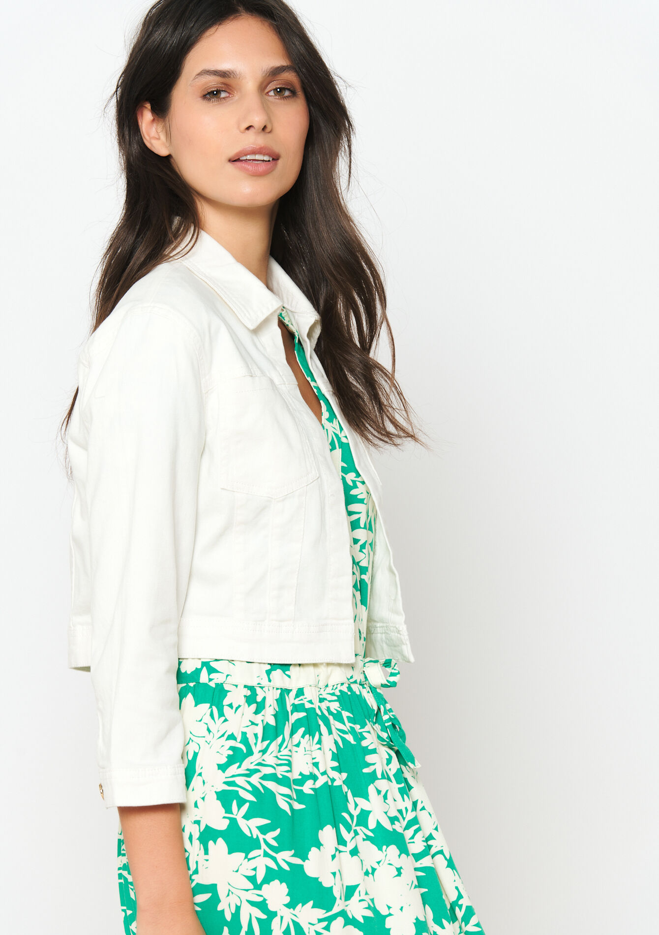 Short twill jacket - VANILLA WHITE - 1089409