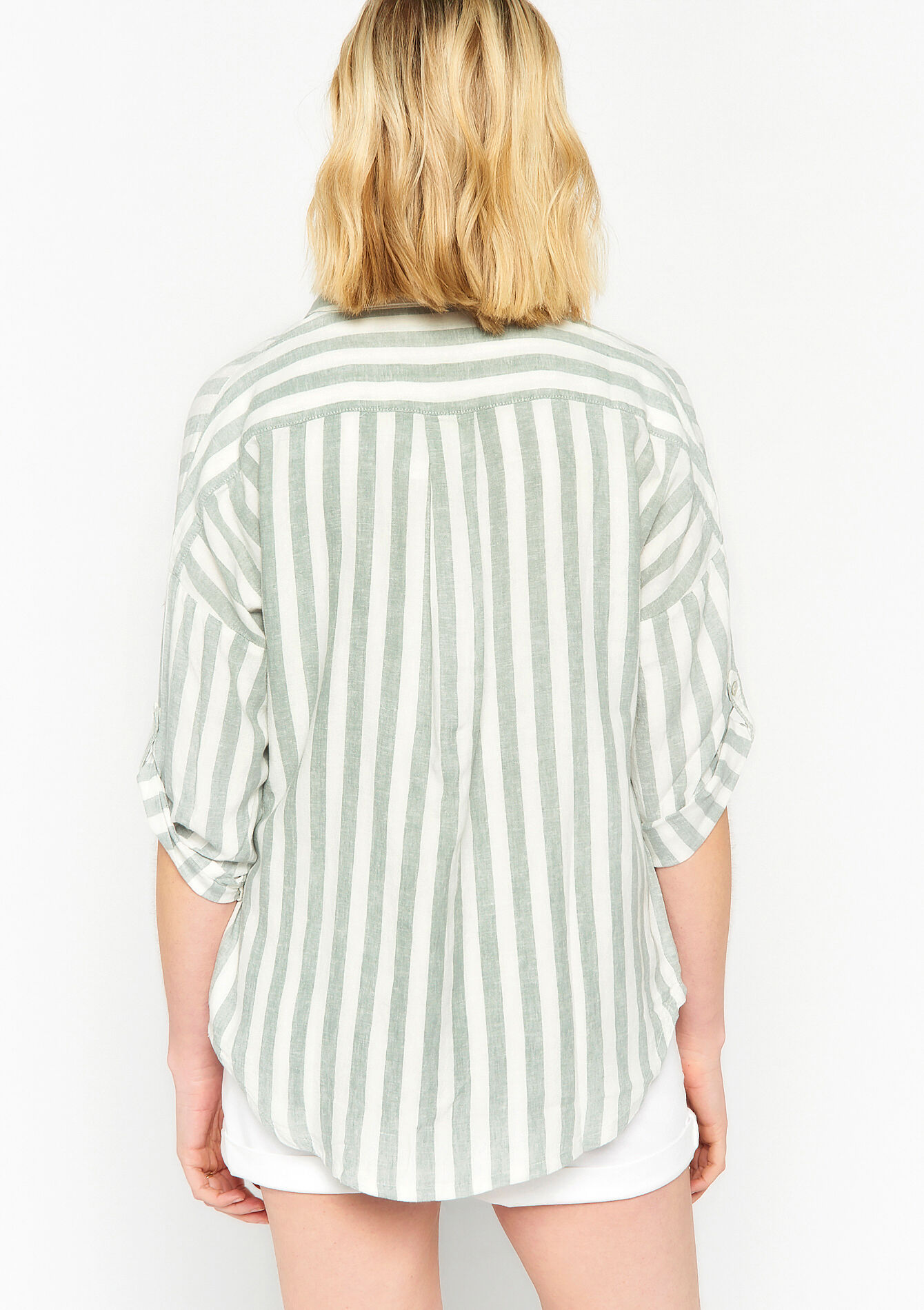 Chemise en lin à rayures, Chemise en lin à rayures - KHAKI MINT - 05702074_2542