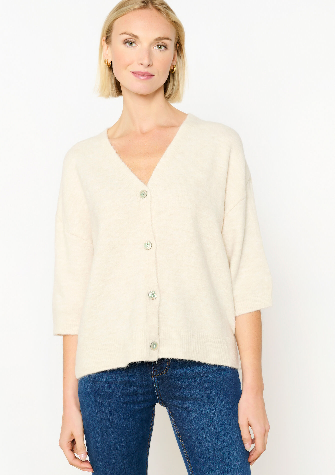 V-neck cardigan - VANILLA WHITE - 1119162