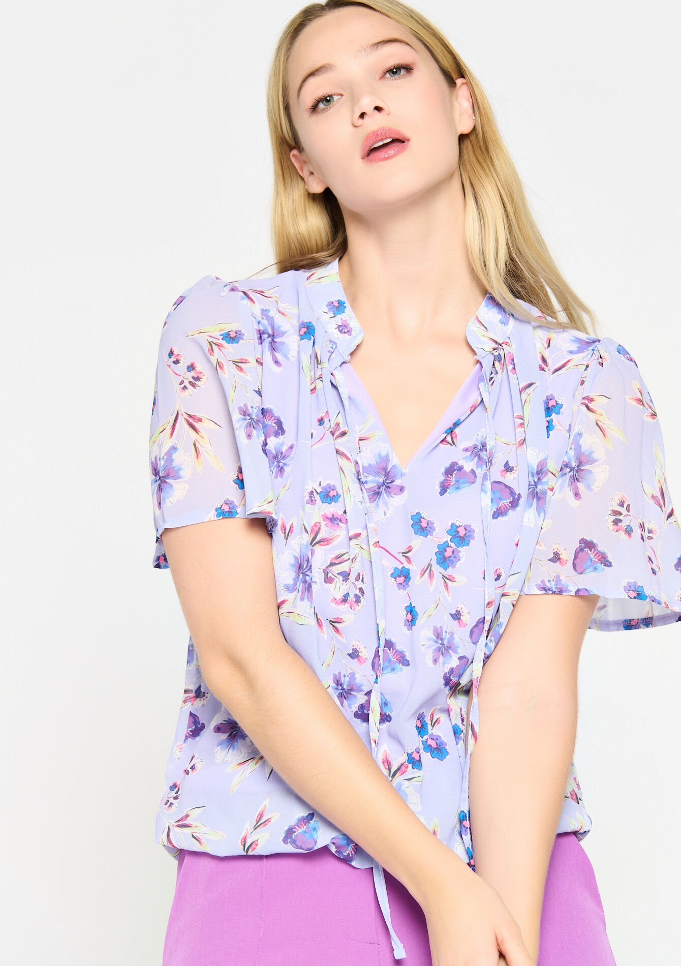 Blouse met bloemenprint - LILAC BRIGHT - 05702170_2578