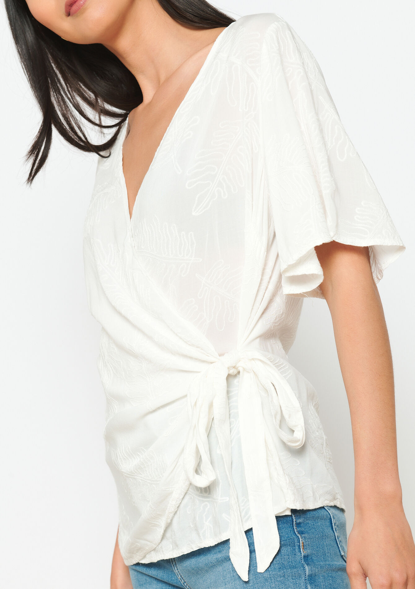 Haut cache-coeur avec broderie, Haut cache-coeur avec broderie - OFFWHITE - 05702548_1001