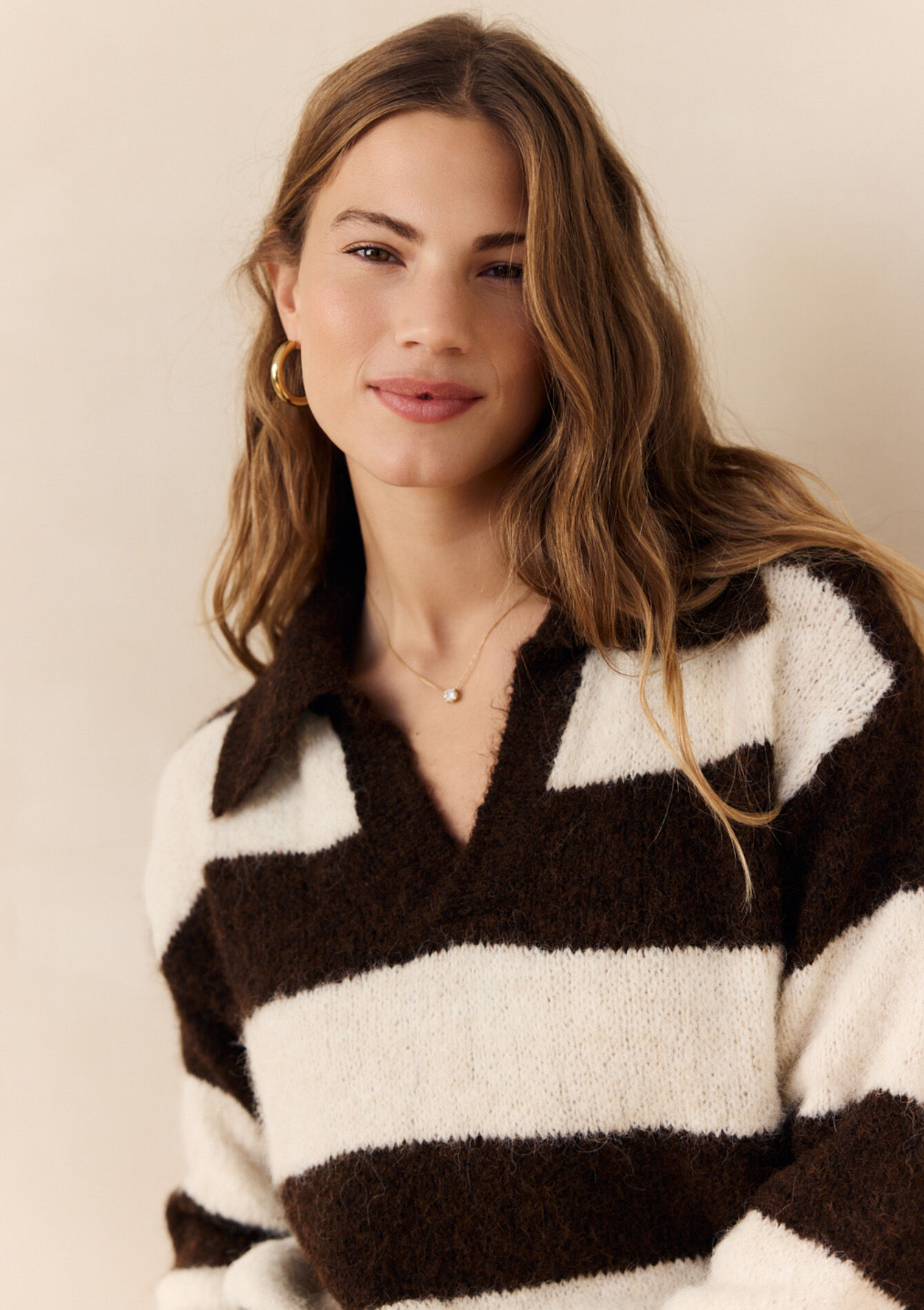 Geborstelde trui met polokraag, Geborstelde trui met polokraag - BROWN DARK CHOCOLATE - 04007098_3720