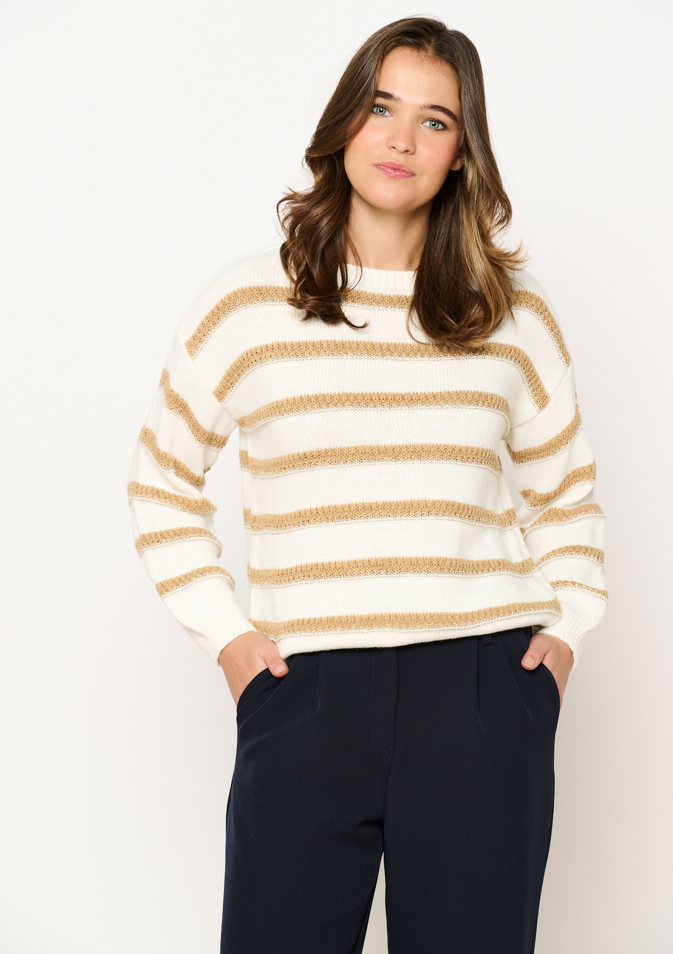 Pull à rayures à col bateau, Pull à rayures à col bateau - VANILLA WHITE - 04006774_1013