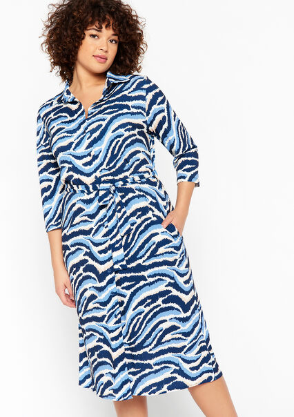 Zebra print shirt dress - BLUE DENIM - 08103187_1638