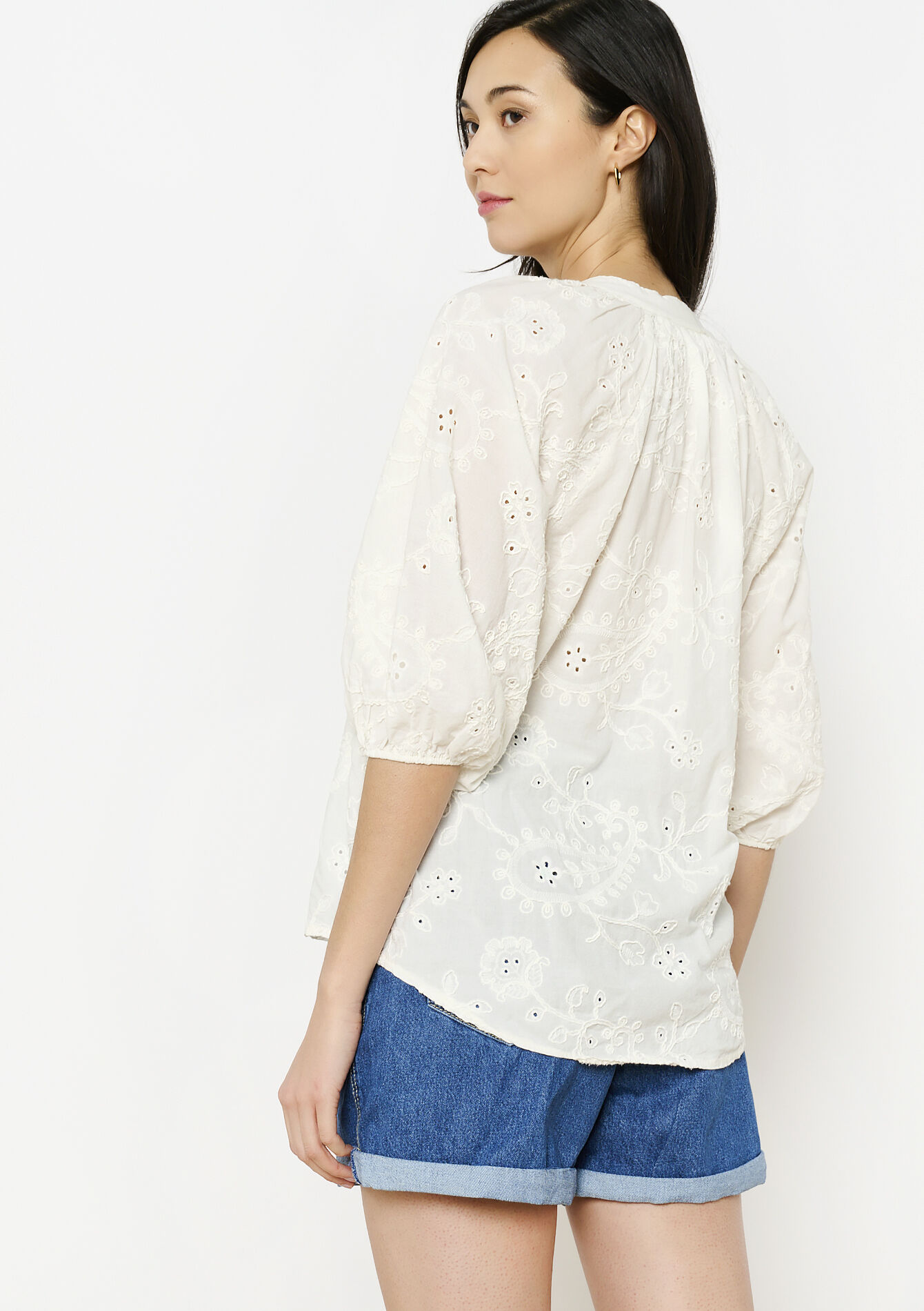 Boheemse geborduurde blouse, Boheemse geborduurde blouse - VANILLA WHITE - 05702776_1013