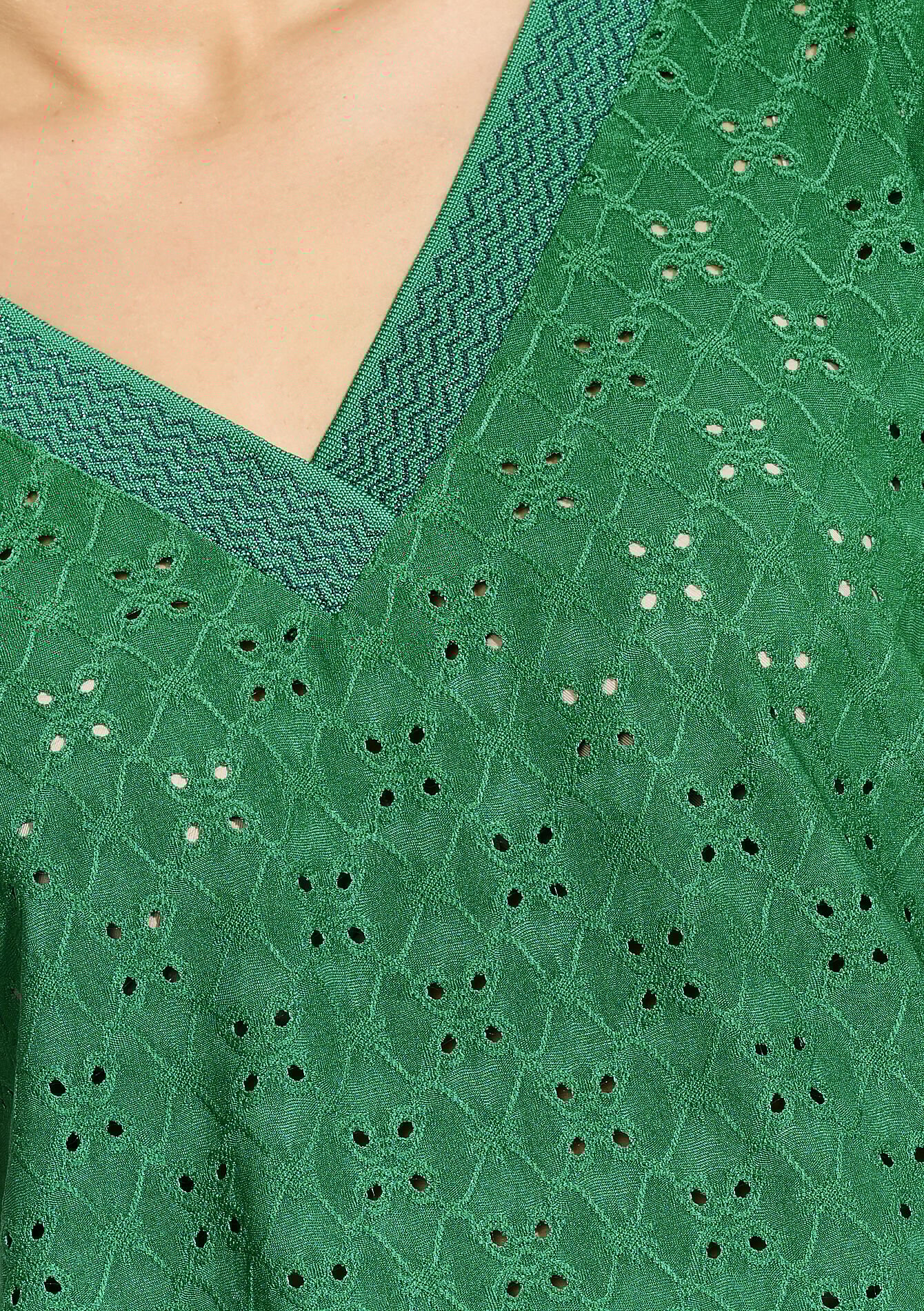 Embroidered cotton top, Embroidered cotton top - GREEN APPLE - 02301848_1783