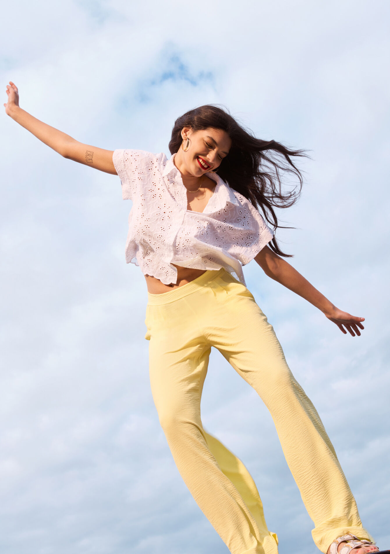 Wijde pantalon - YELLOW PASTEL - 06600821_5004