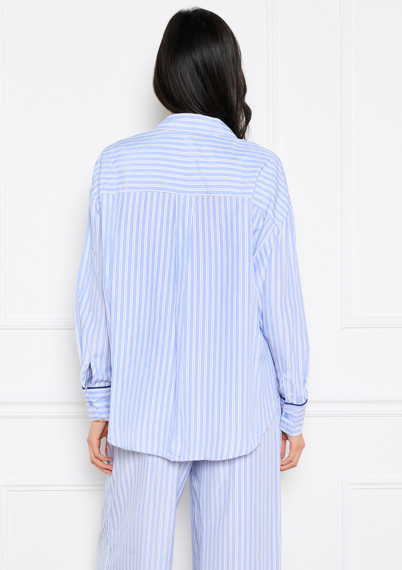 Embroidered striped shirt - BLUE PASTEL - 05703050_3003
