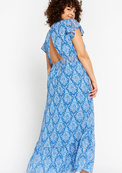 Maxi dress with print - BLUE FAIENCE - 08601967_1584