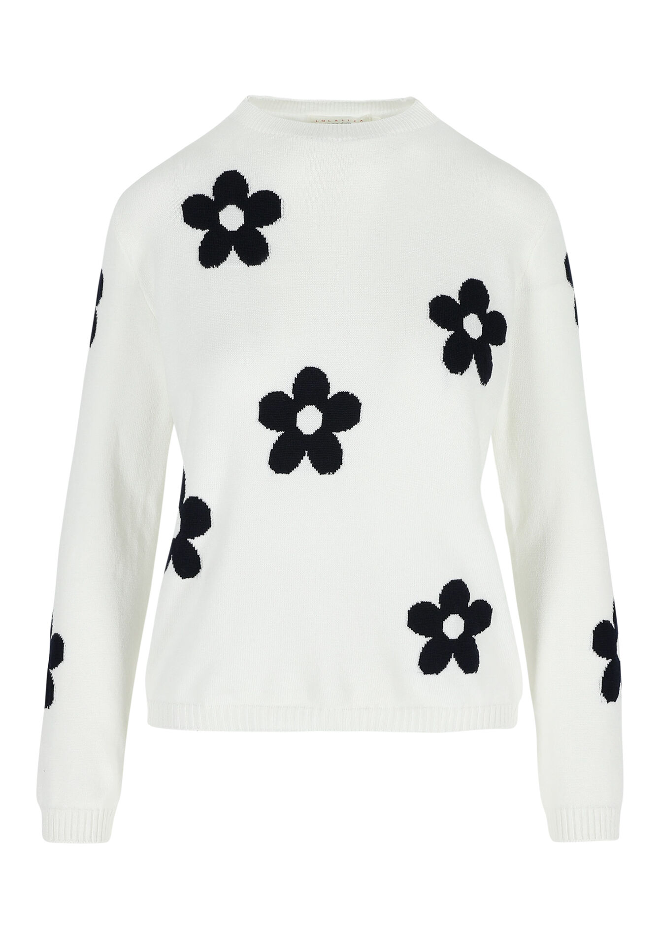 Sweater with flowers, Sweater with flowers - OPTICAL WHITE - 04006860_1019