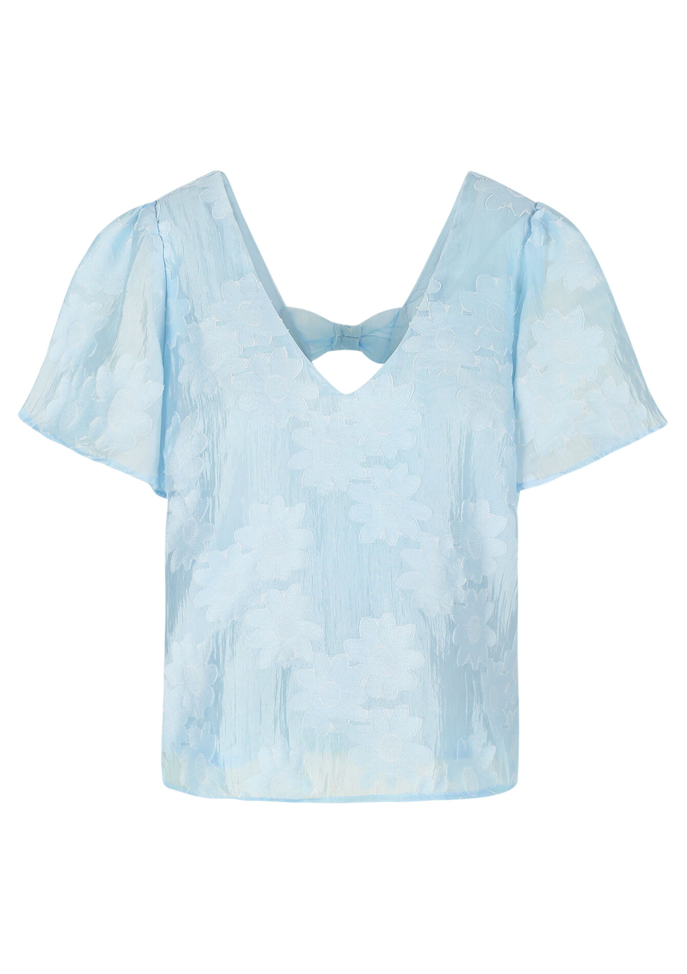 Geborduurde top met strikjes, Geborduurde top met strikjes - BLUE PASTEL - 05702757_3003