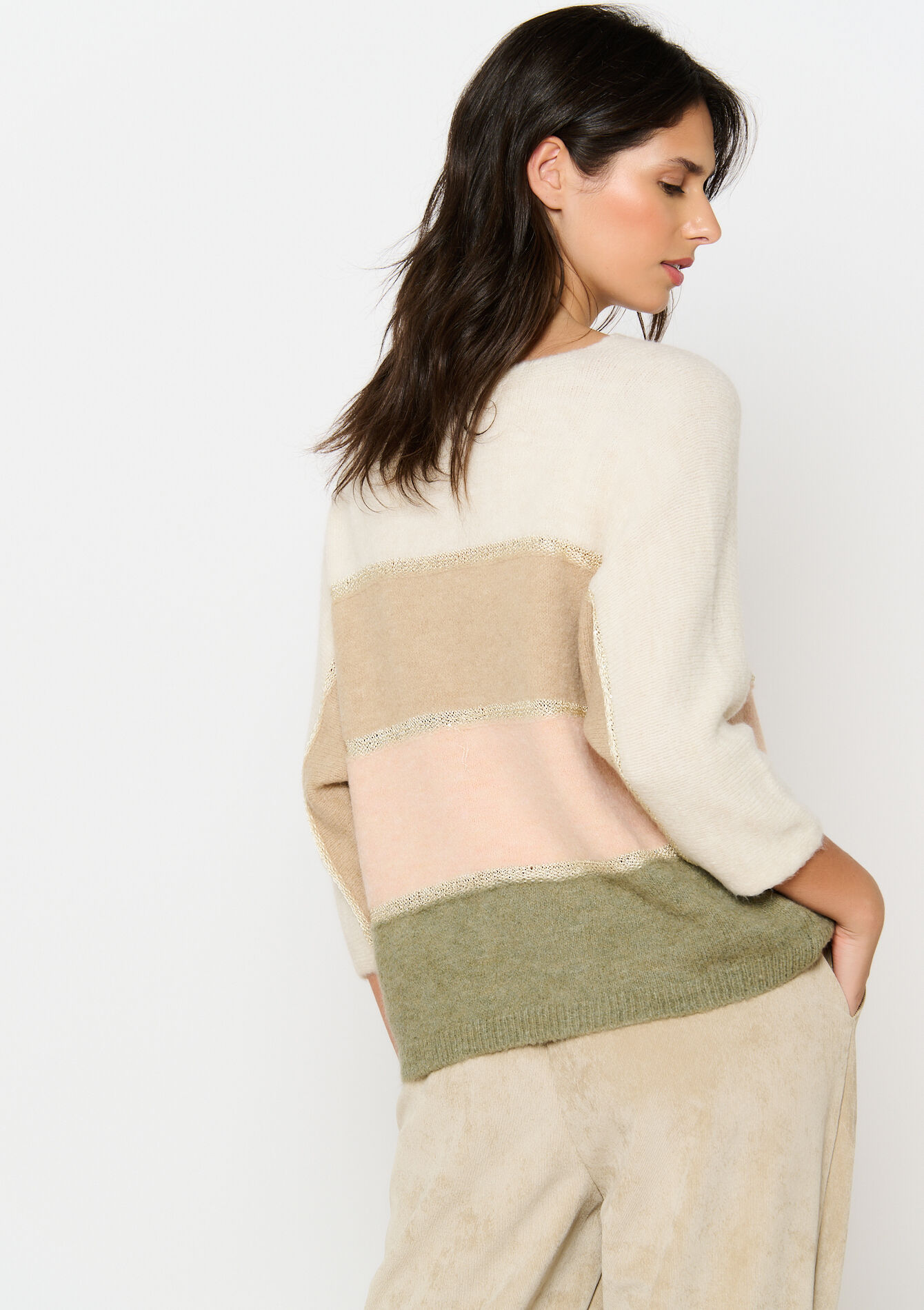 Sweater with colourblock, Sweater with colourblock - TAUPE - 04006679_1021