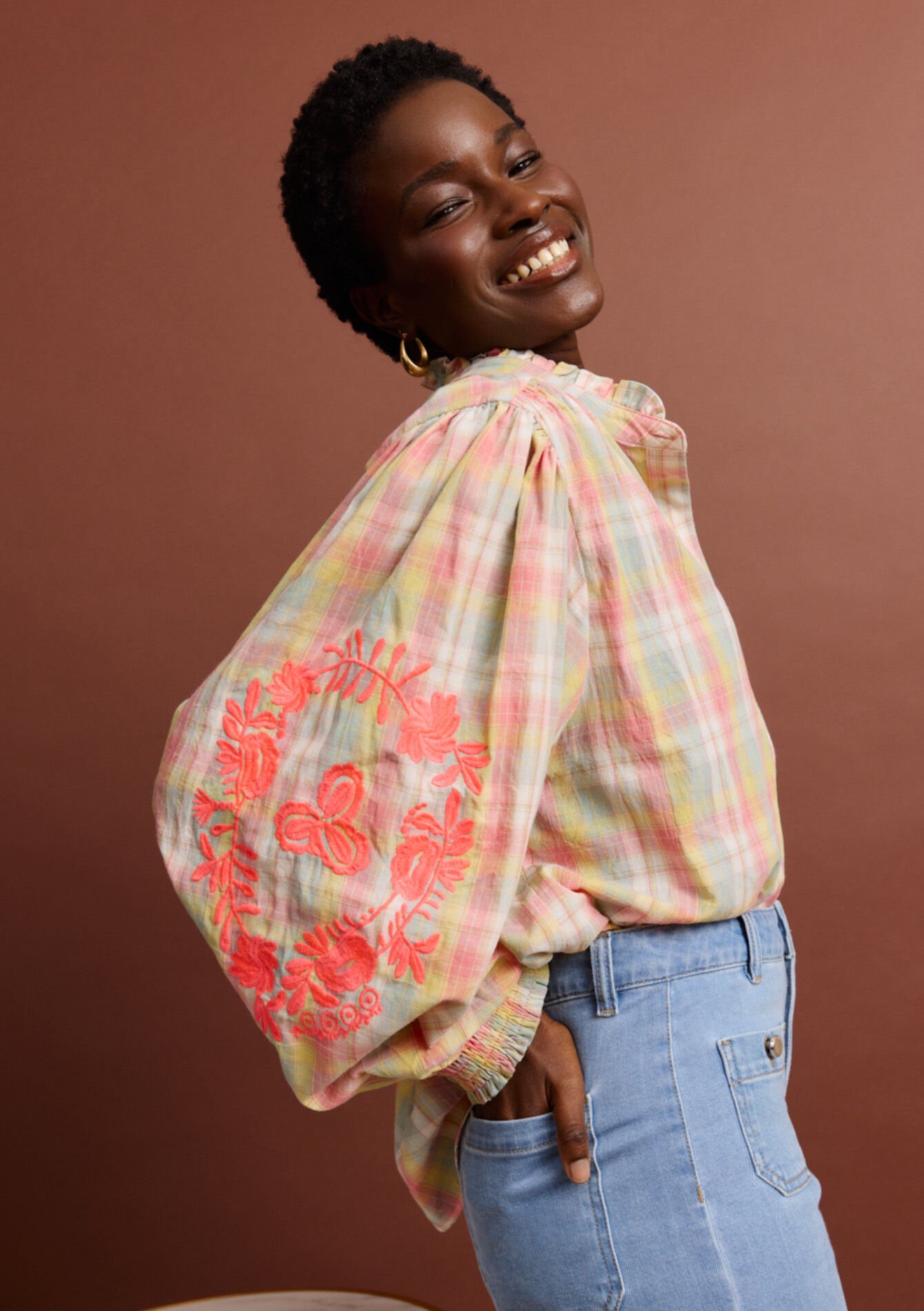 Luchtige blouse met ruitjes, Luchtige blouse met ruitjes - KHAKI MINT - 05703034_2542