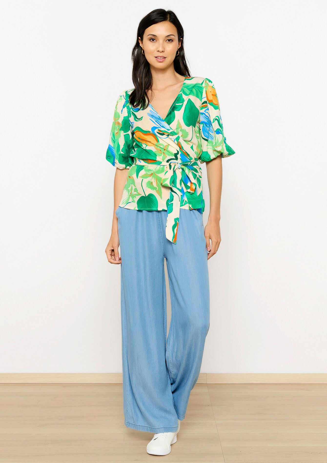 Wrap top with floral print - OFFWHITE - 05702579_1001