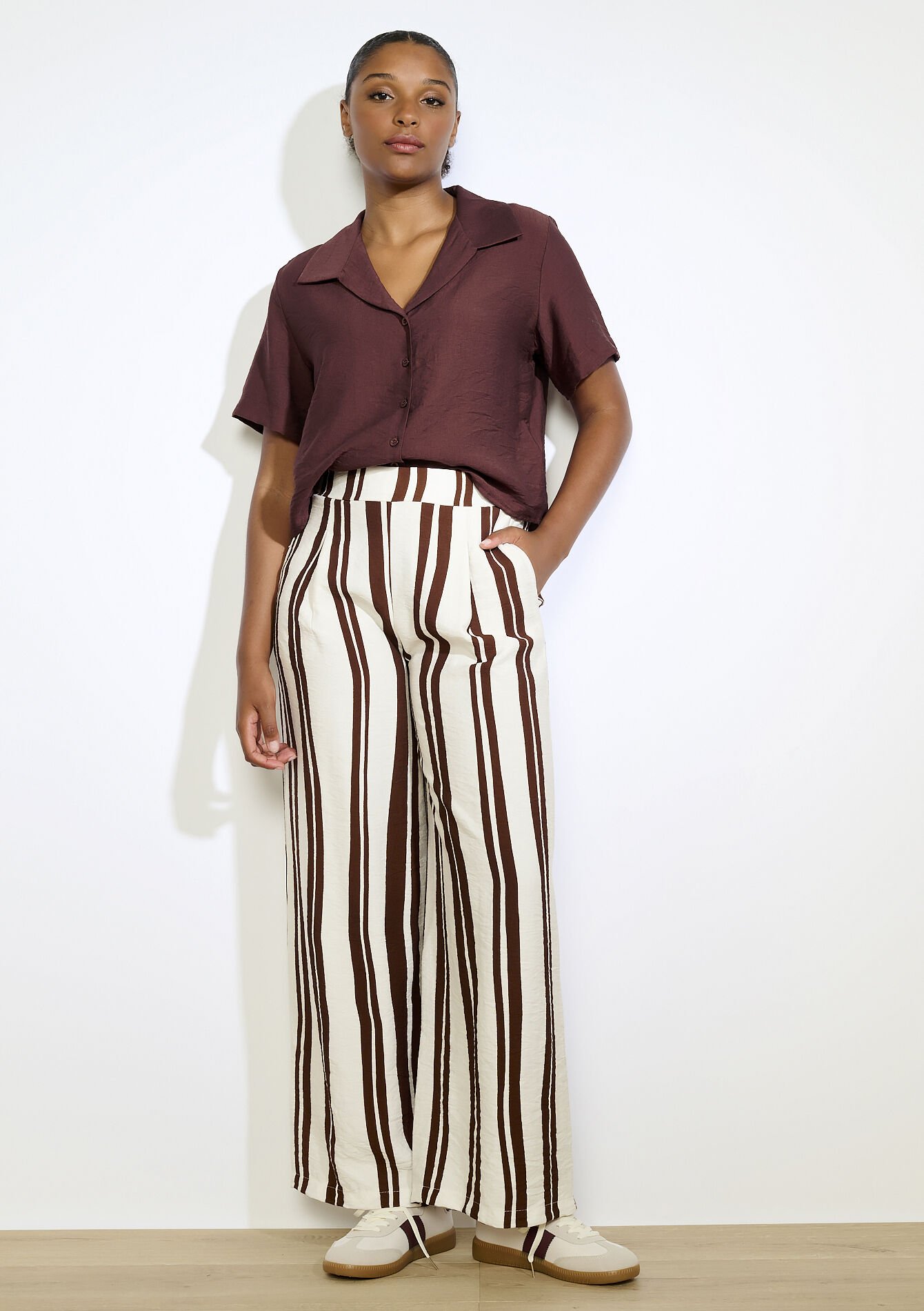 Pantalon rayé fluide, Pantalon rayé fluide - VANILLA WHITE - 06601037_1013