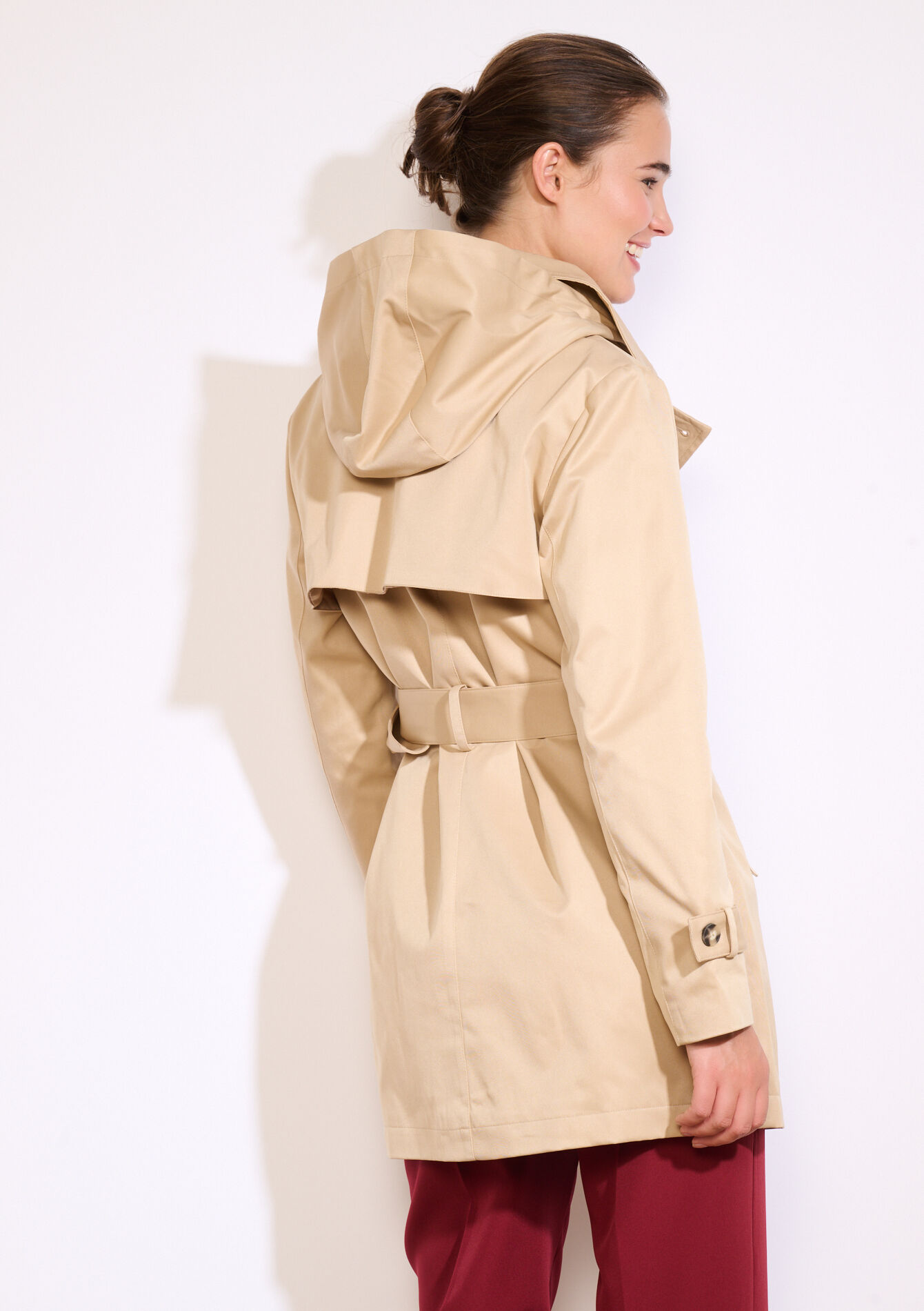 Korte trench met ceintuur, Korte trench met ceintuur - BEIGE COFFEE - 23000737_2561