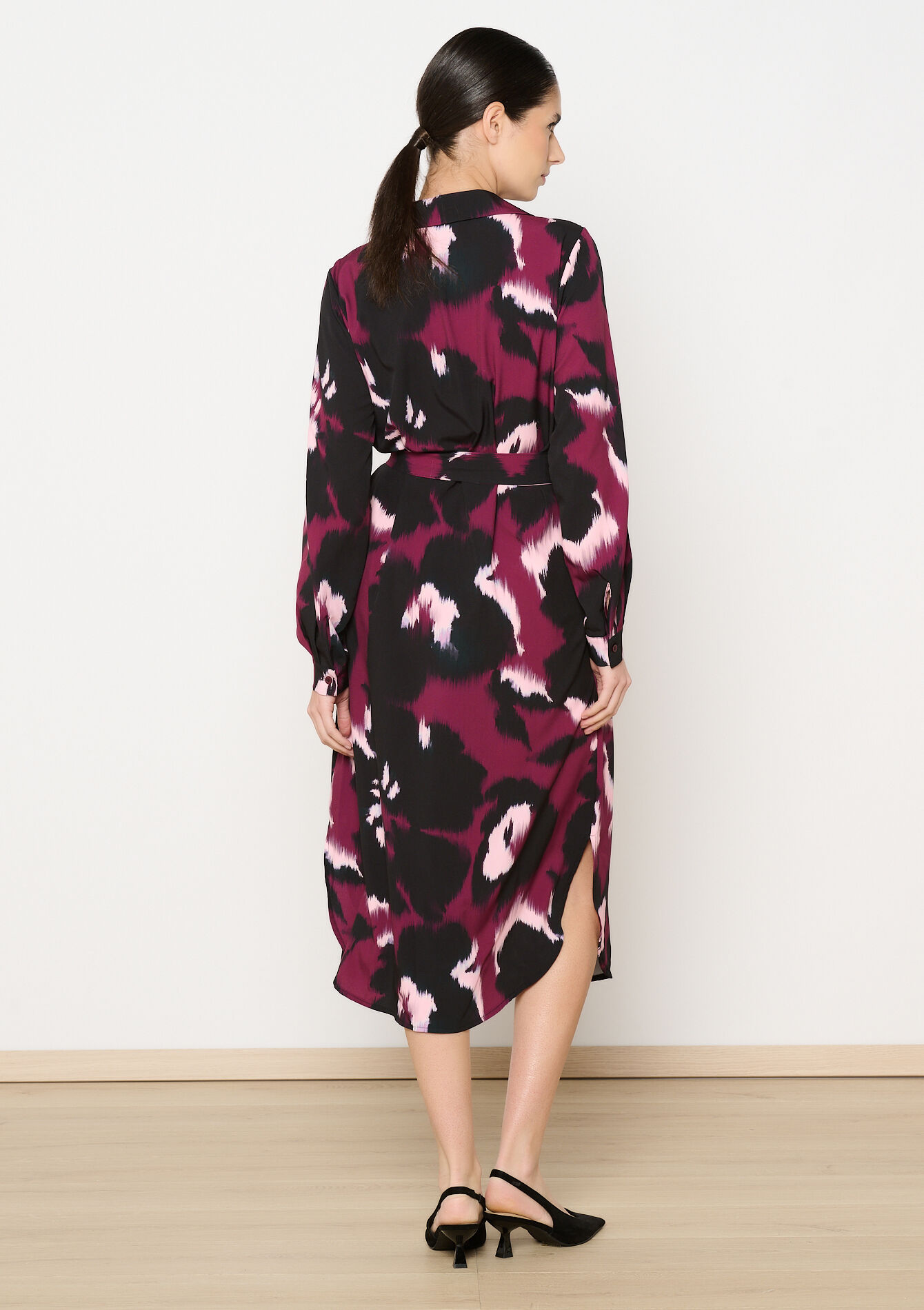 Fluid midi shirt dress - BORDEAU WINE - 1126781