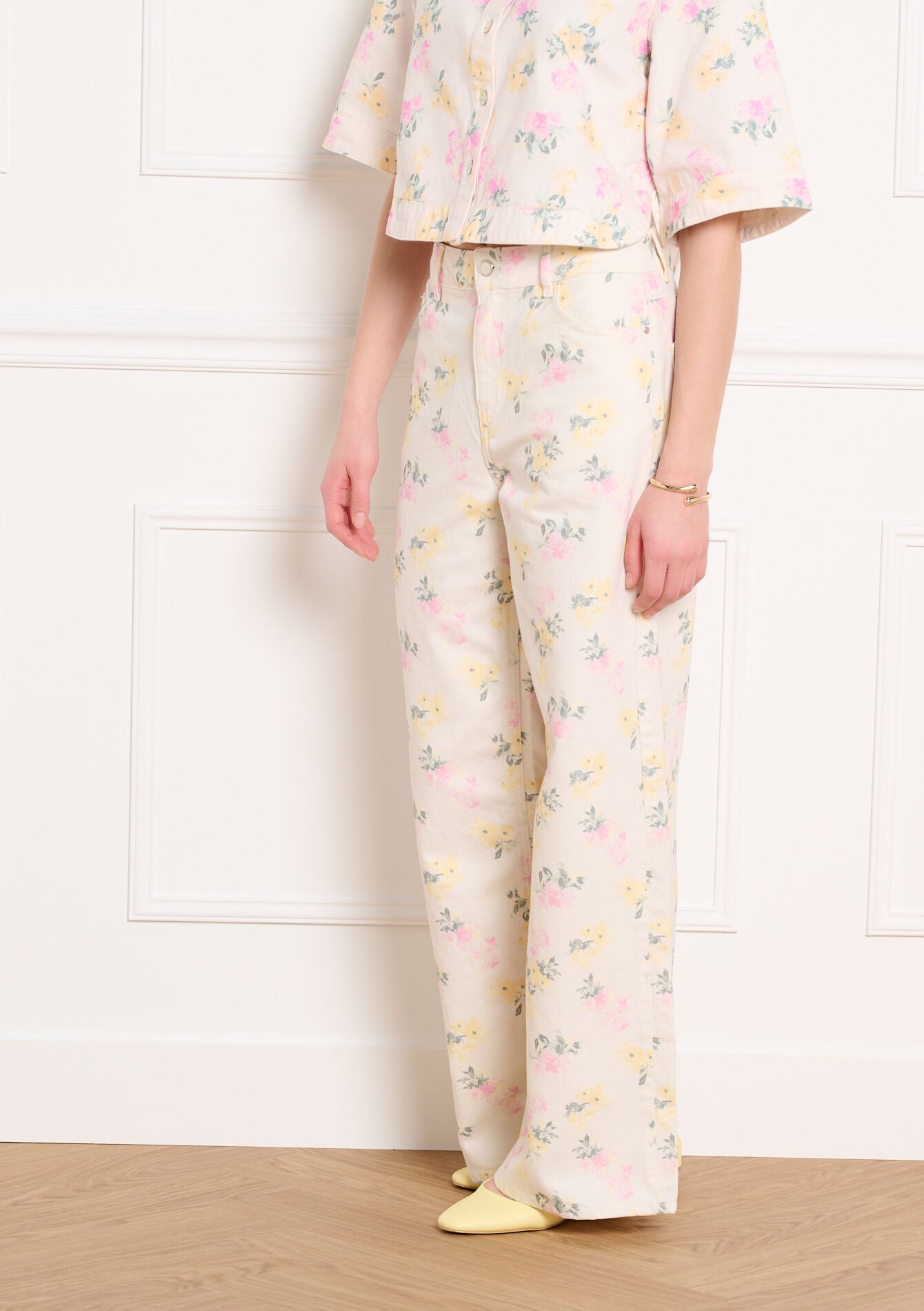 Wijde bedrukte broek - OFFWHITE - 06004707_1001