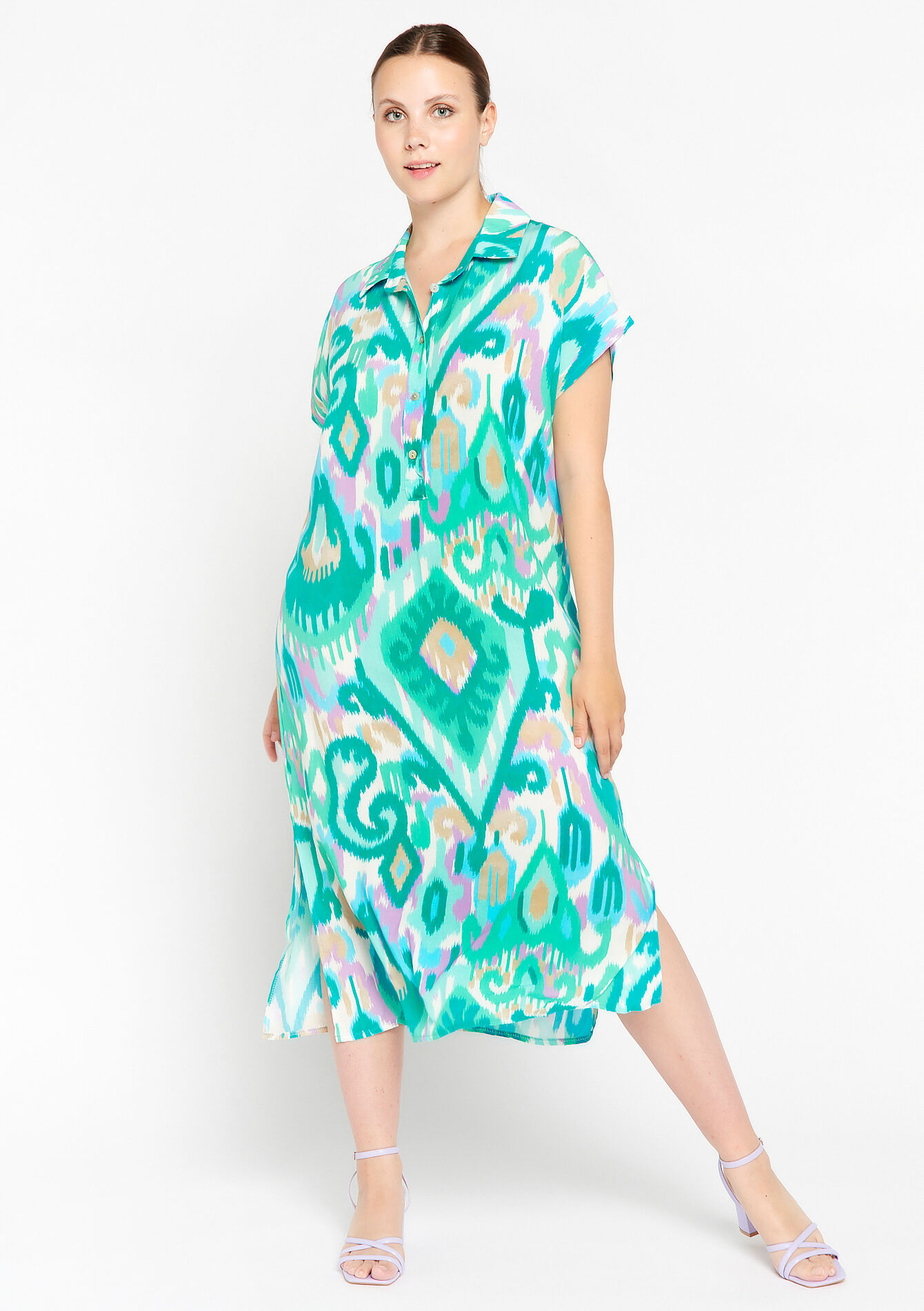 Hemdjurk met ikat print, Hemdjurk met ikat print - GREEN LAGOON - 08602060_5252