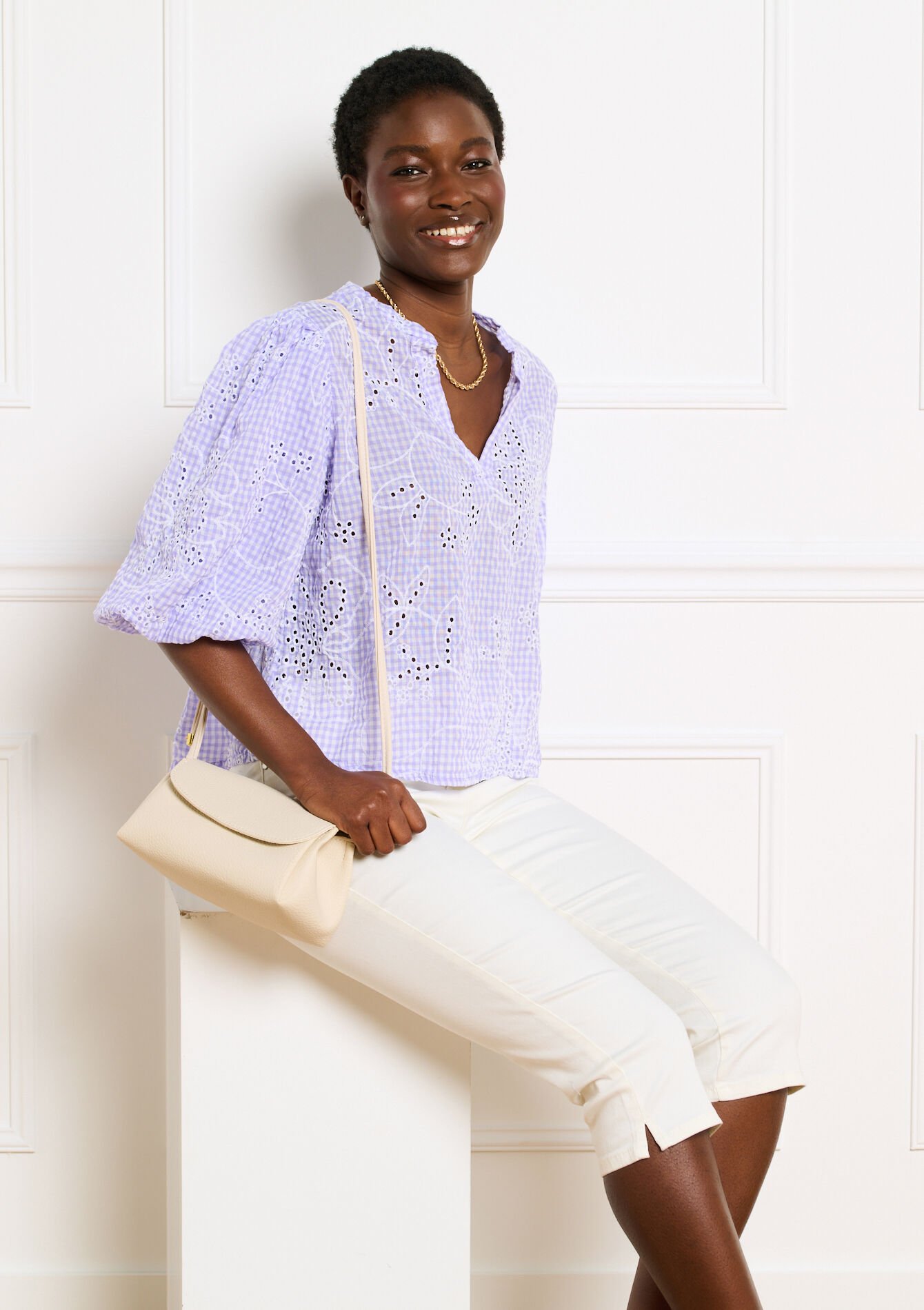 Geborduurde blouse wijde mouwen, Geborduurde blouse wijde mouwen, , back