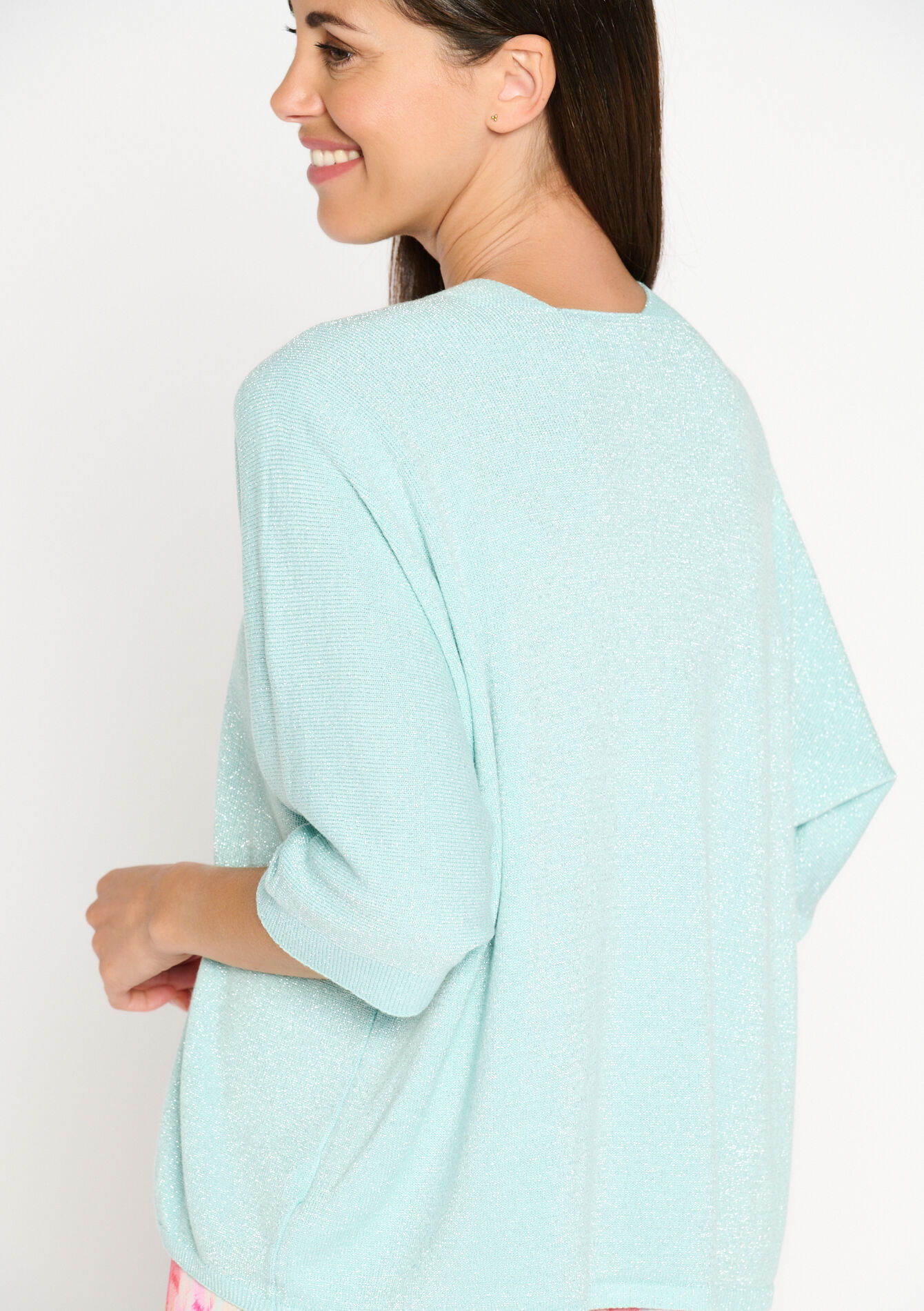 Korte cardigan in macramé, Korte cardigan in macramé - TURQUOISE - 04101059_1759