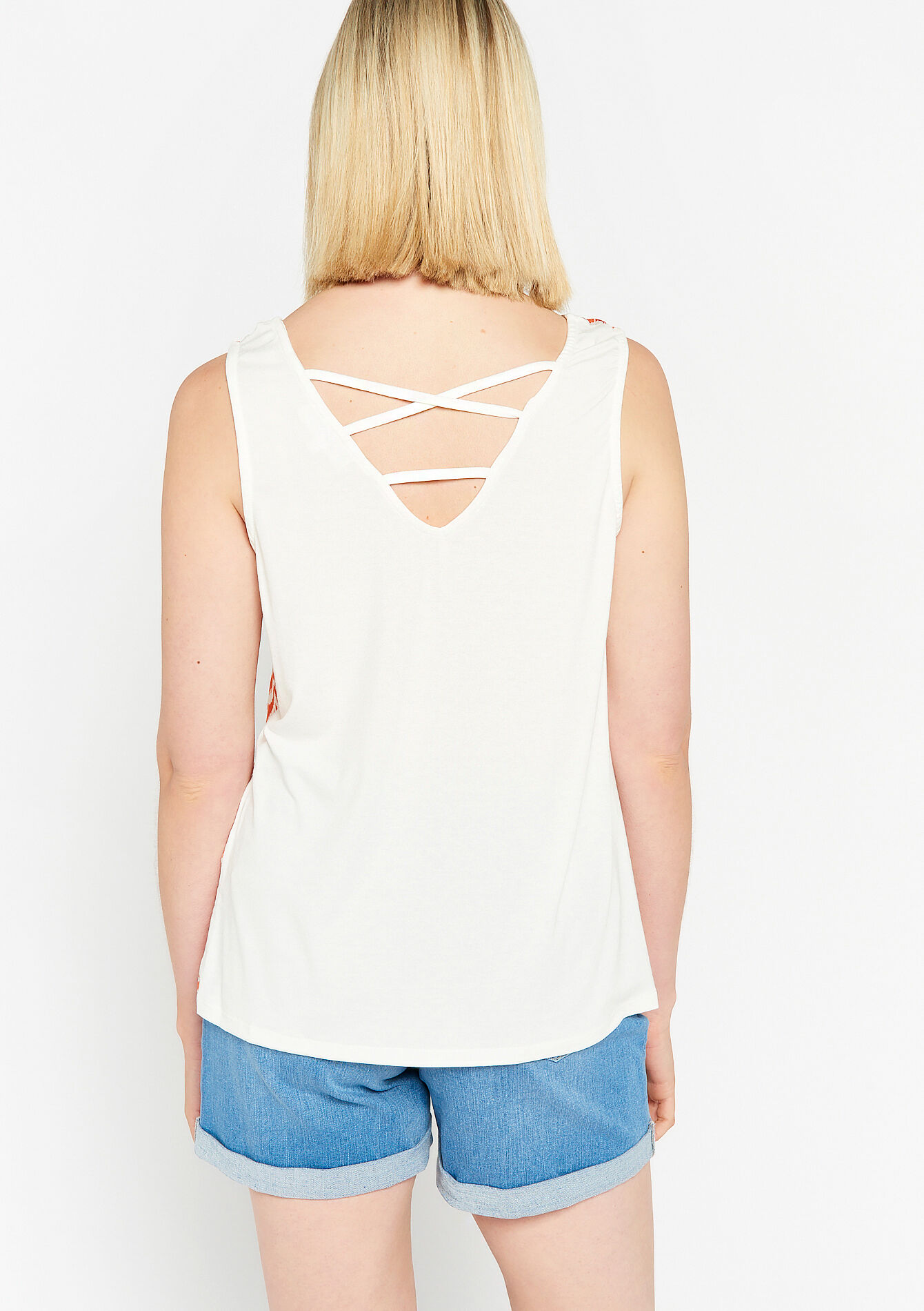 Lurex top with bimat, Lurex top with bimat - ORANGE BRIGHT - 02200351_1255