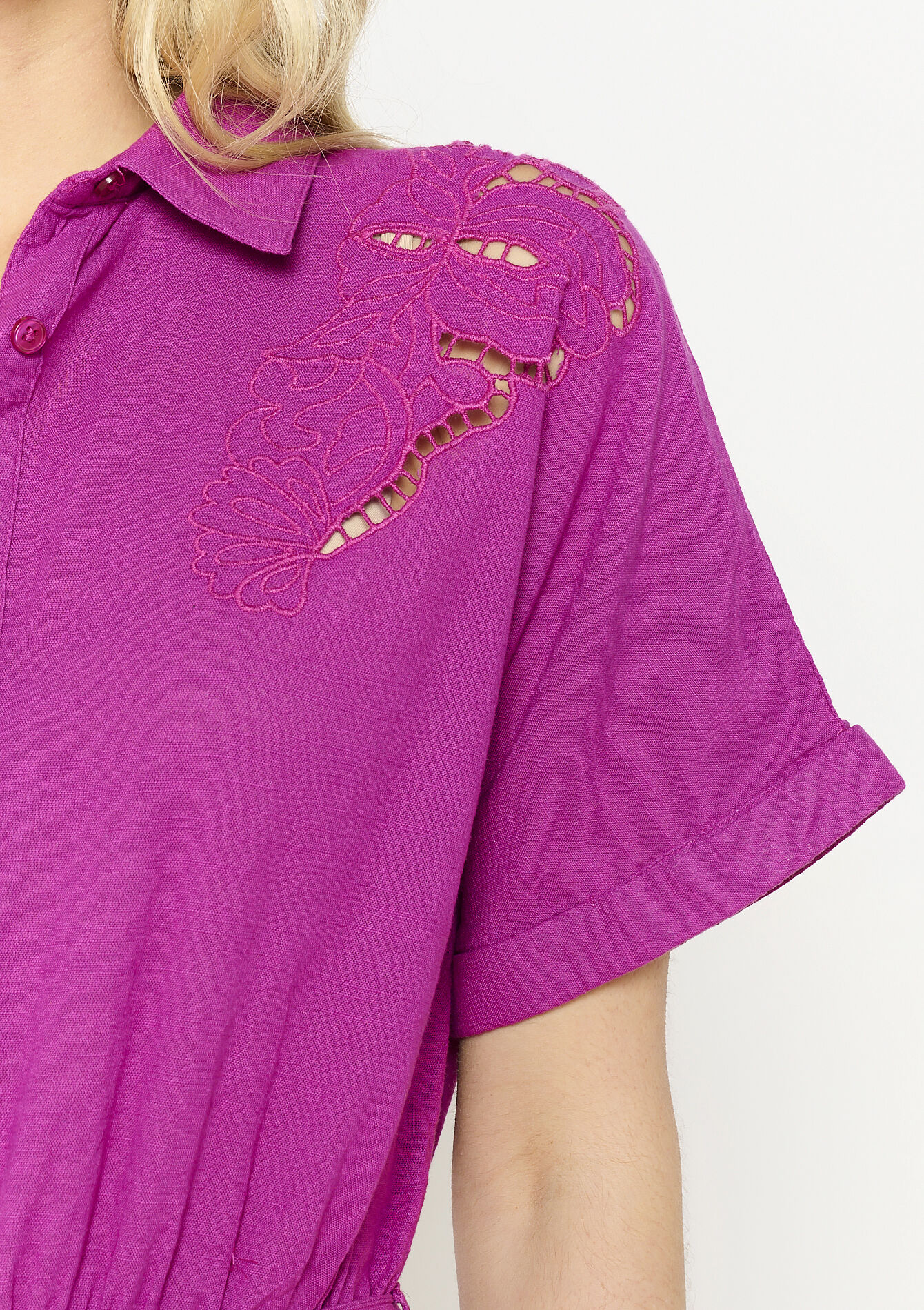 Embroidered fluid romper, Embroidered fluid romper - VIOLINE - 06004564_2576