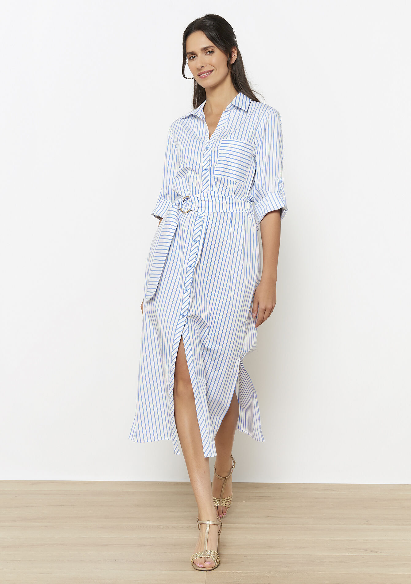 Overhemdjurk met ceintuur - OFFWHITE - 08104162_1001